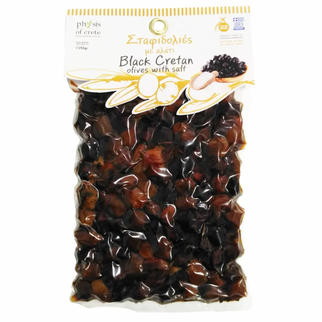 Greckie oliwki ciemne suszone w soli 250 g