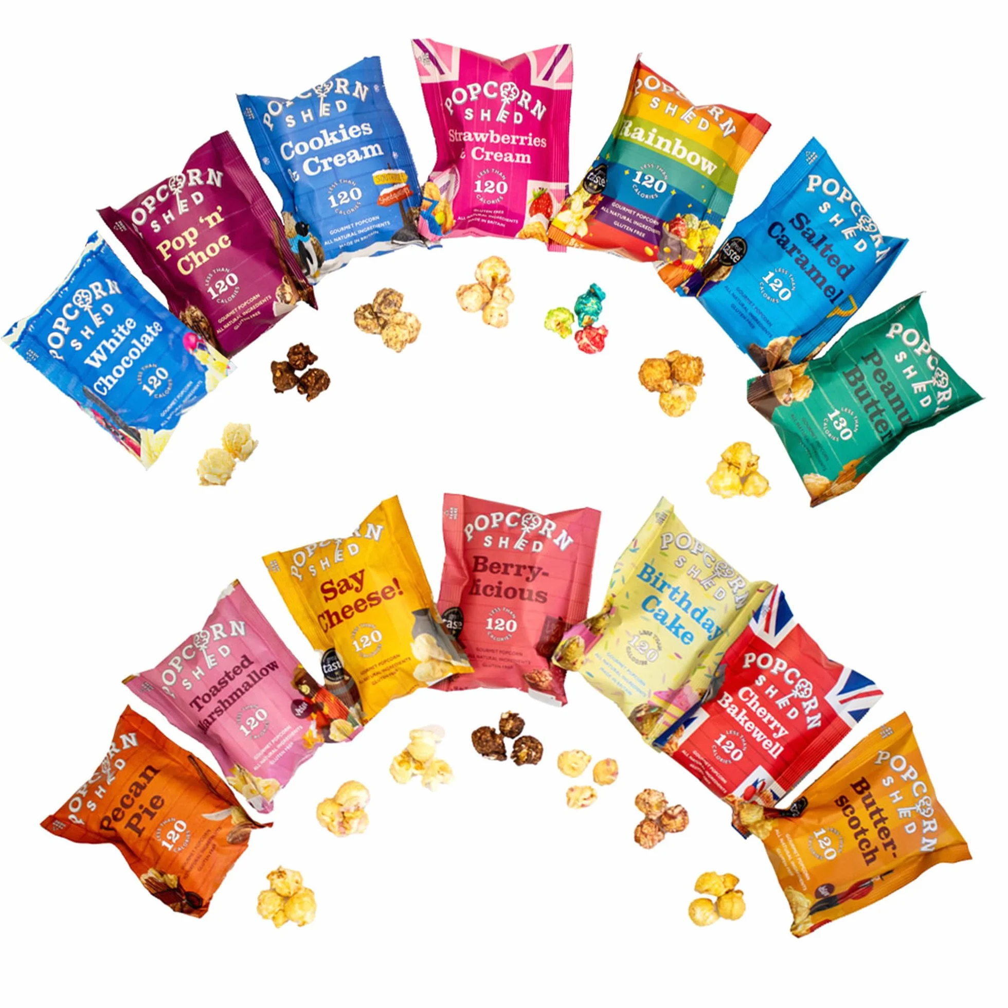 Popcorn Shed Snack Mix (14 sztuk) – wybór 14 różnych smaków, bezglutenowe, naturalne i wegetariańskie przekąski
