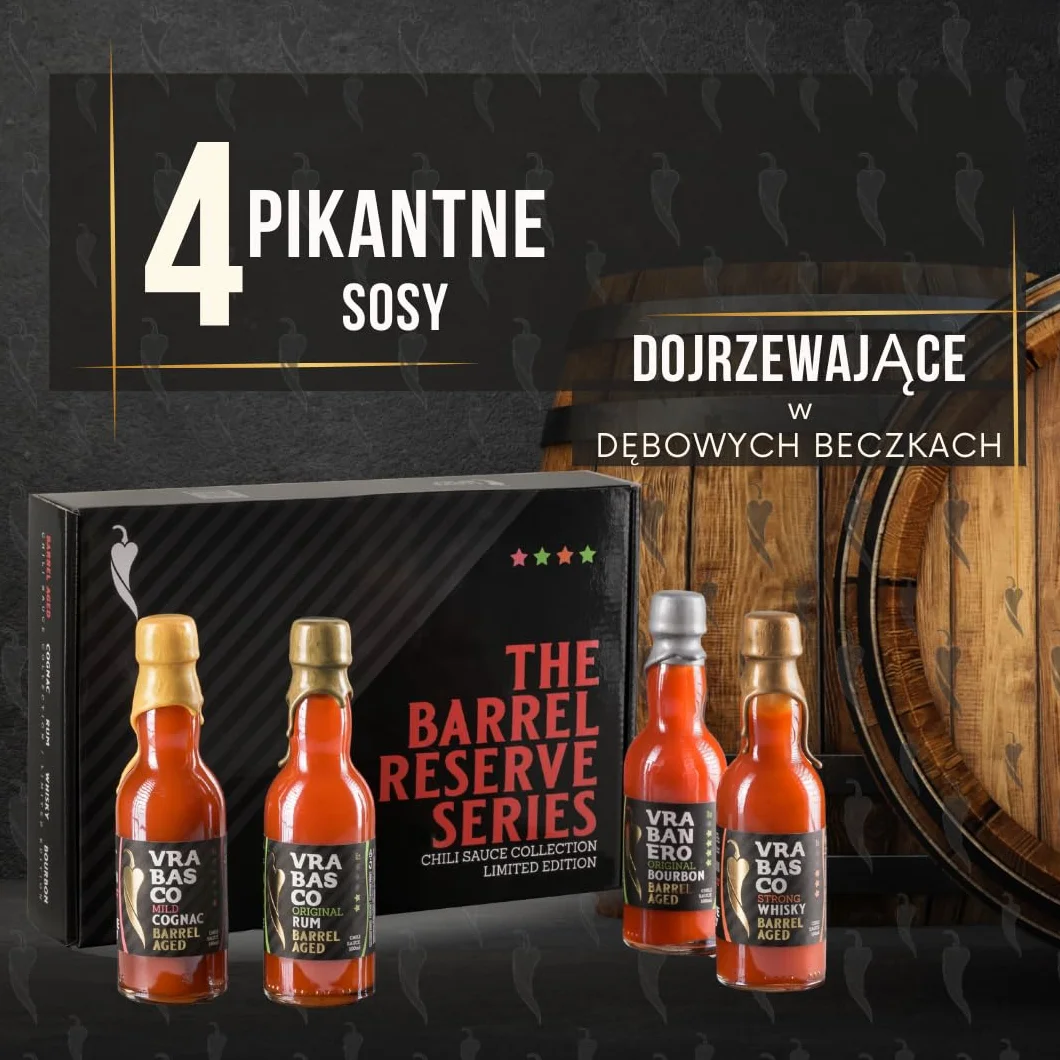 I LOVE SPICY The Barrel Reserve Series – Zestaw 4 Sosów Dojrzewających w Beczkach – Limitowana Edycja – Ręcznie Wykonane w Chorwacji – Prezent Gourmet dla Fanów Grilla i Ostrego Smaku