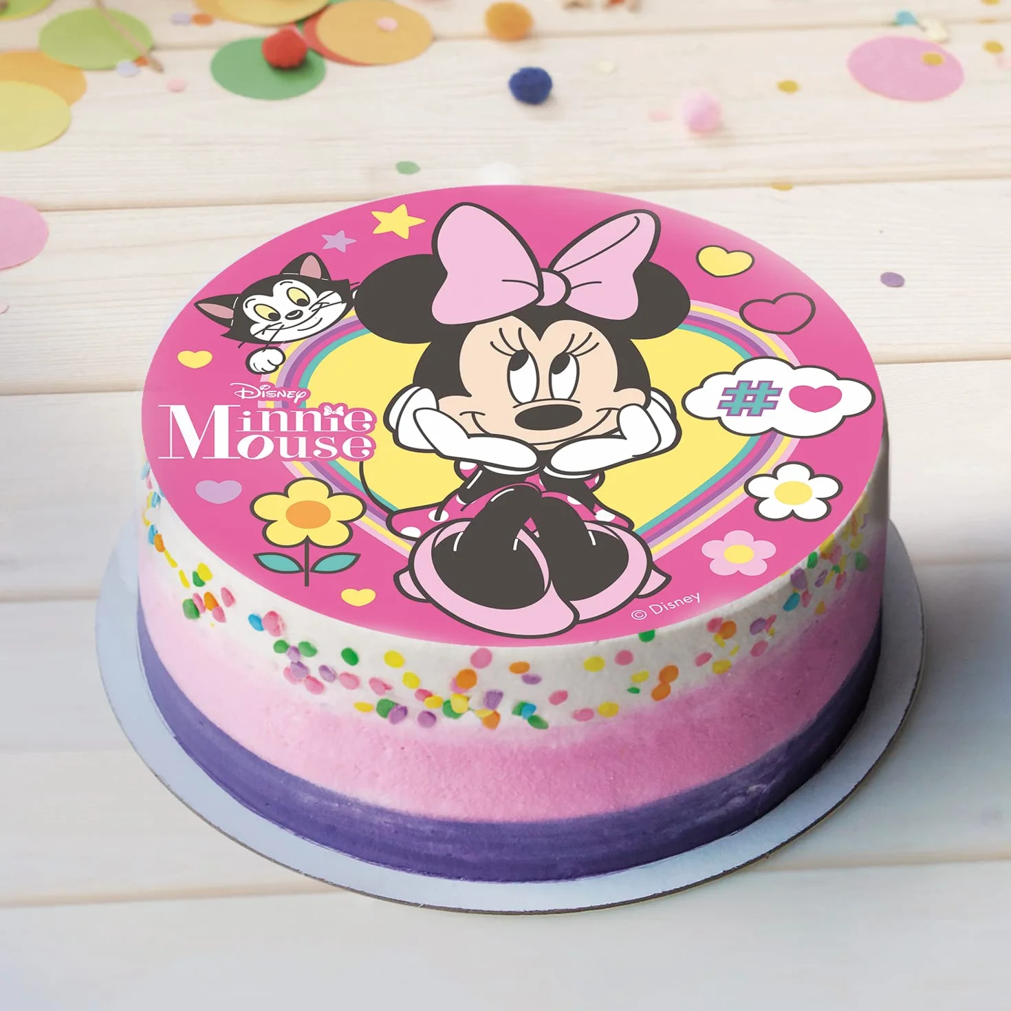 Dekora 114381 Disney Minnie Mouse topper na tort z jadalnego papieru 20 cm, wielokolorowa, 20 cm