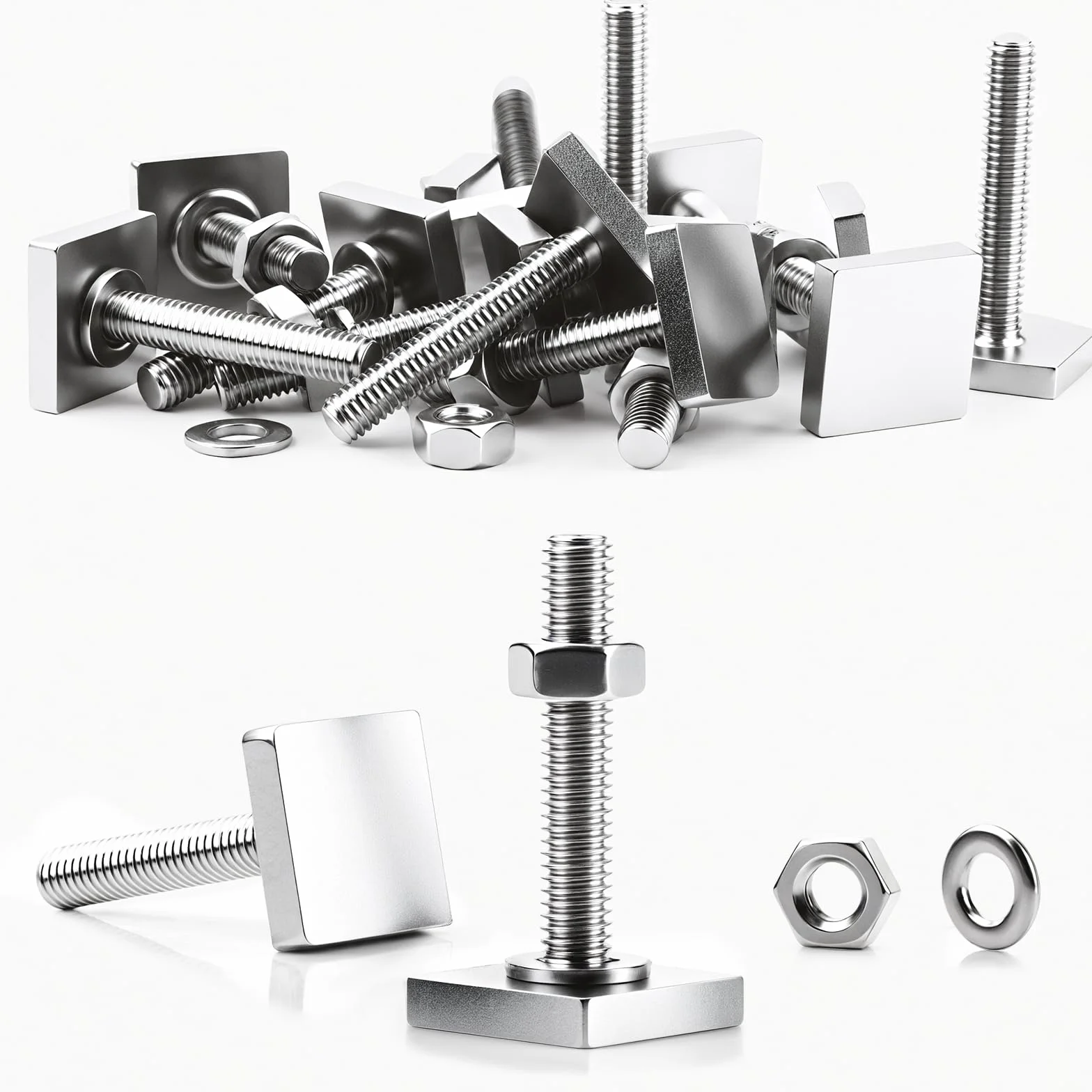 SWTYExt 6 sztuk adapterów w kształcie litery T, M6 x 35 mm, kompatybilne z bagażnikiem dachowym Thule M6, ze stali nierdzewnej, z nakrętkami, podkładki do bagażnika rowerowego, bagażnika dachowego 20