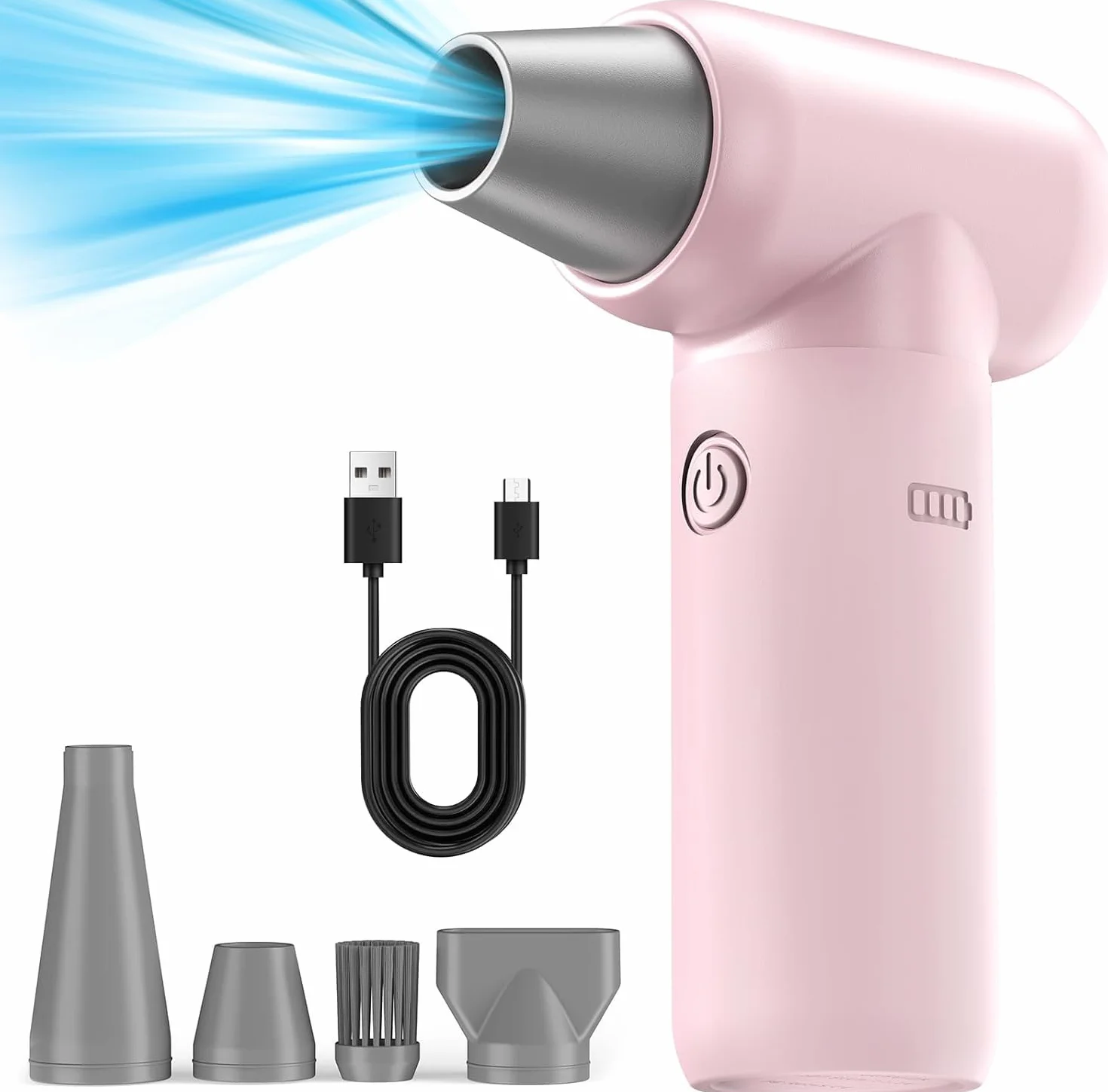 Elektryczna dmuchawa do pyłu spray ciśnieniowy, 3-biegowa, 180 000 obr./min, sprężone powietrze Compressed Air Duster, szczotka do czyszczenia i szybkie ładowanie przez USB, bezprzewodowa dmuchawa Jet