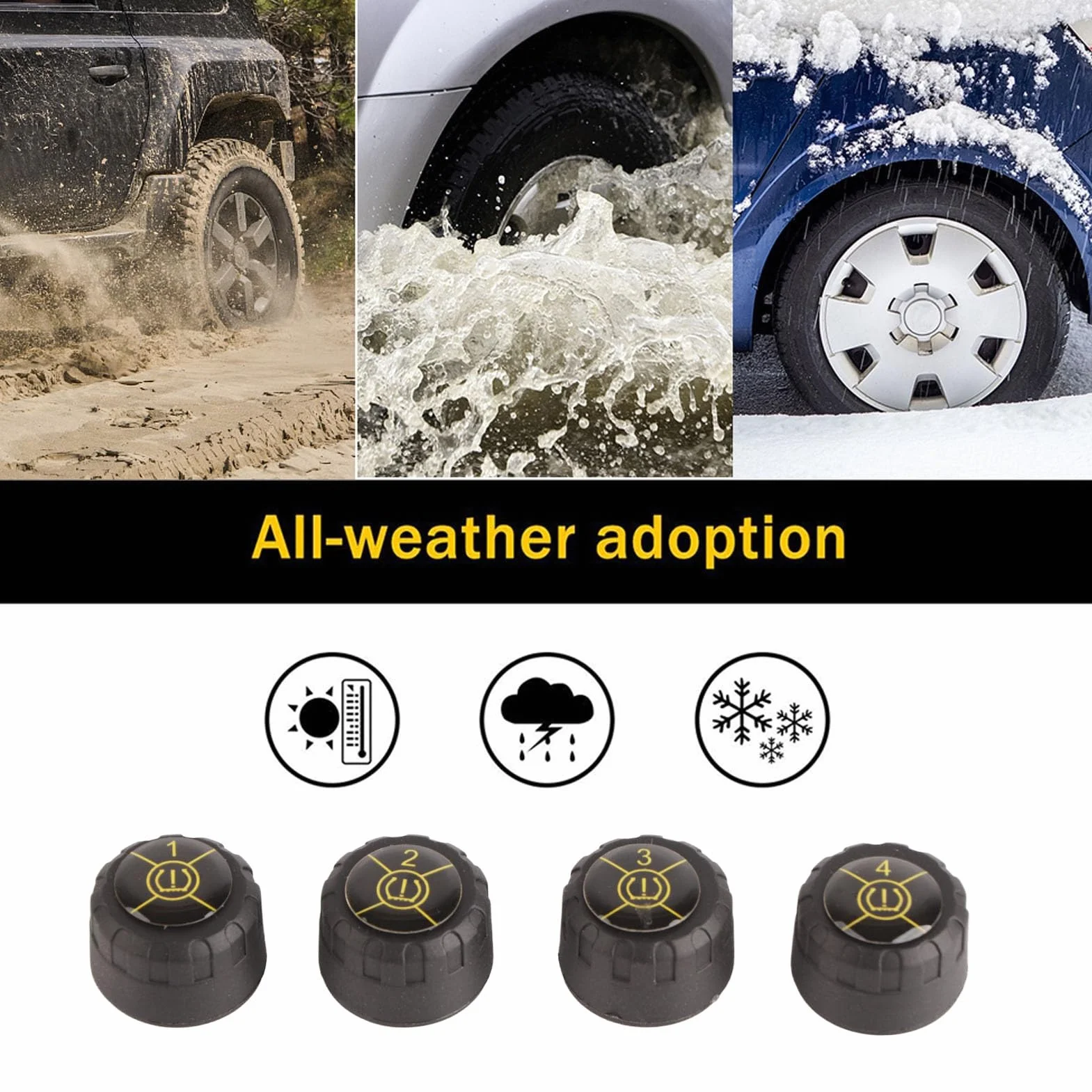 Czujnik ciśnienia w oponach Bluetooth 5.0, monitorowanie ciśnienia w oponach (TPMS) monitorowanie w czasie rzeczywistym, kompatybilny z systemem Android i iOS, wodoszczelność IP67