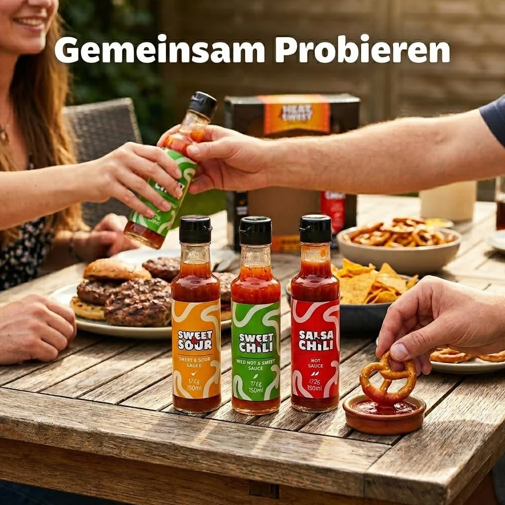 3-częściowy zestaw sosów grillowych, sosy pikantne od łagodnego do bardzo ostrego sosu chili, łagodny sos mango, pikantny sos z czerwonej papryki, ostry sos pieprzowy Chipotle, zestaw upominkowy