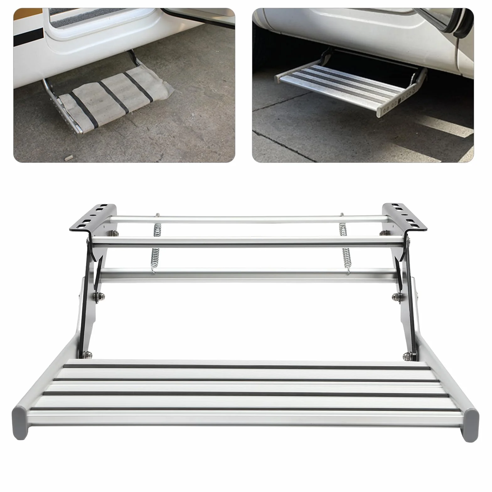 kempingowy składany stopień, jedno stopniowanie, 54 * 61 cm stopień aluminiowy RV, drabinka kempingowa dla kempingowych samochodów kempingowych, przyczep podróżnych, ciężarówek