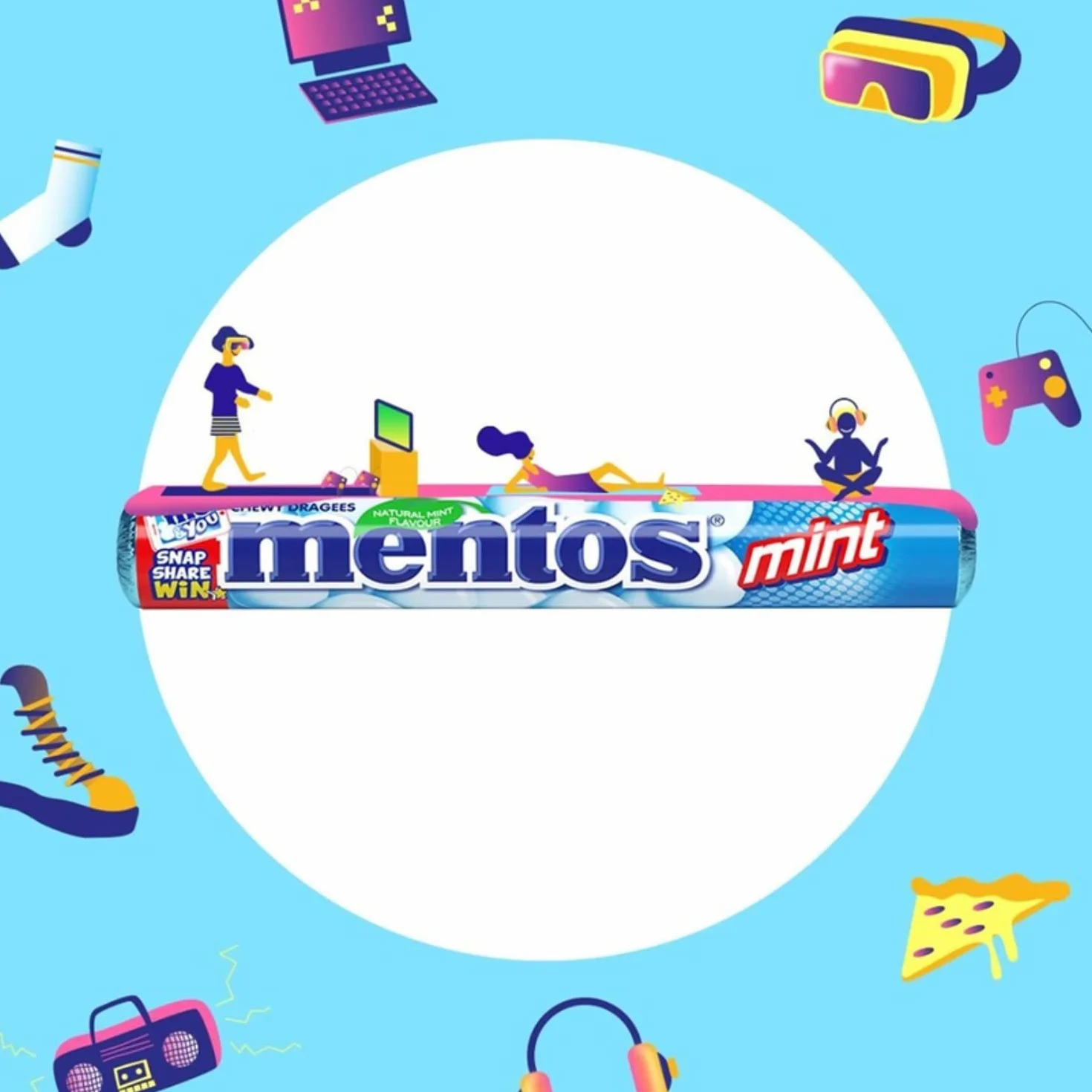 Mentos Miętowe cukierki do żucia, drażetki o smaku mięty pieprzowej dla świeżego oddechu, opakowanie zbiorcze, opakowanie na cukierki, wyświetlacz sprzedaży (40 rolek), wegańskie