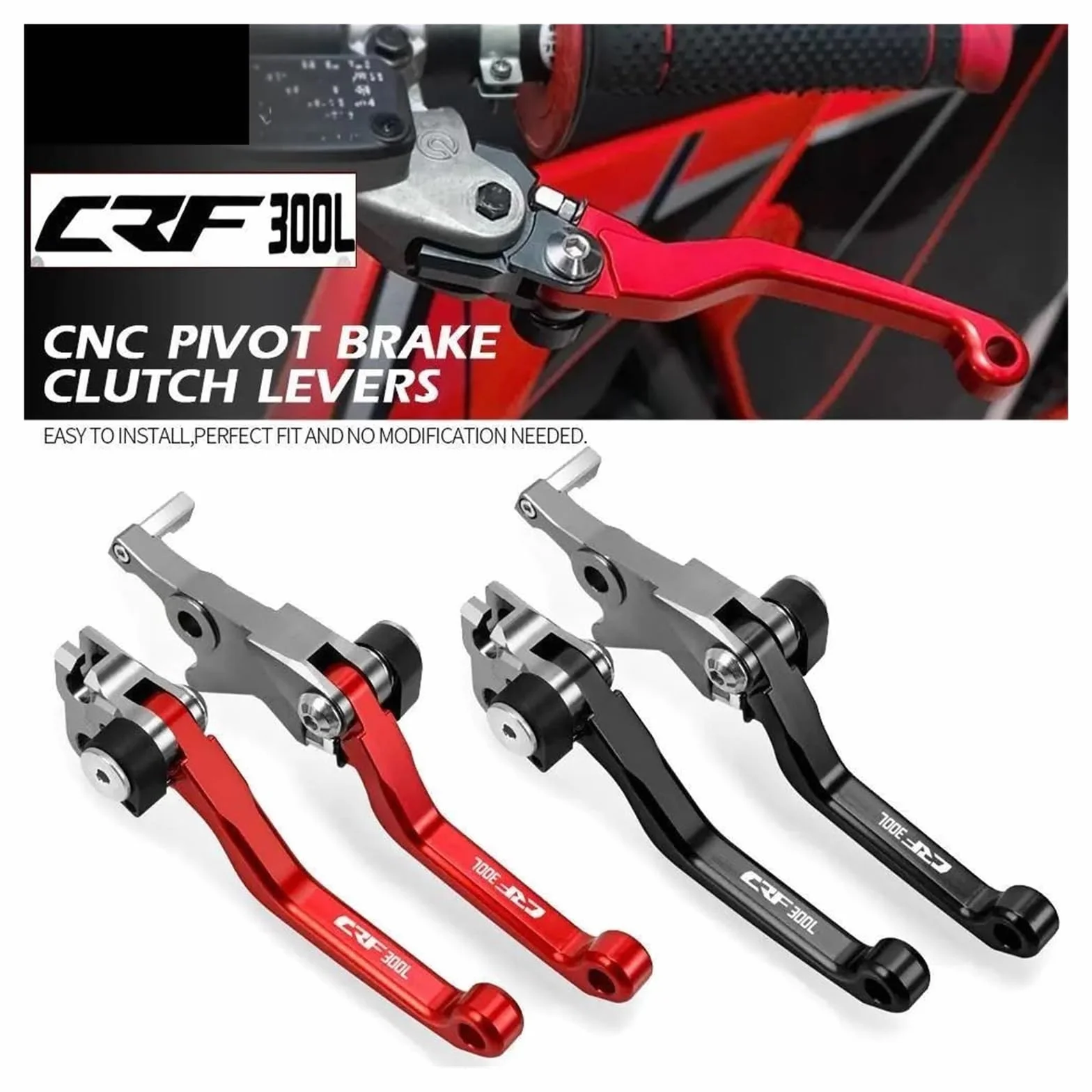 Dźwignia sprzęgła hamulca motocykl HONDA CRF300L 2022 CNC Pit DirtBike Pivot Składane Dźwignie Hamulca I Sprzęgła uchwyt sprzęgła (A pair gray)