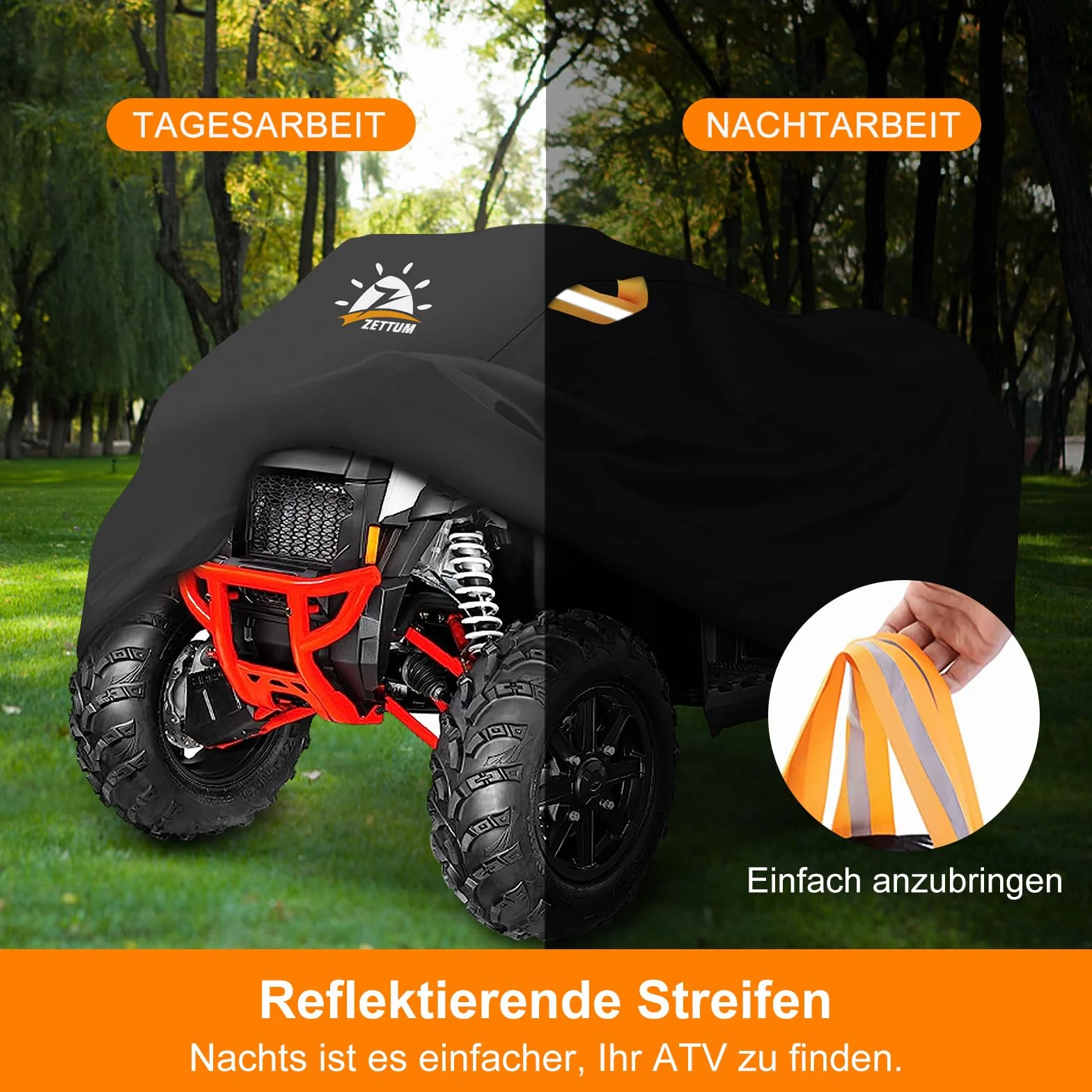 Zettum Pokrowiec Quad Cover ATV - 241 CM Pokrowiec na samochód ATV 600D PU Wytrzymały i wodoodporny, pokrowiec na pojazd zewnętrzny, do pojazdów Polaris, Honda (241 dł. x 121 szer. x 121 wys. CM)