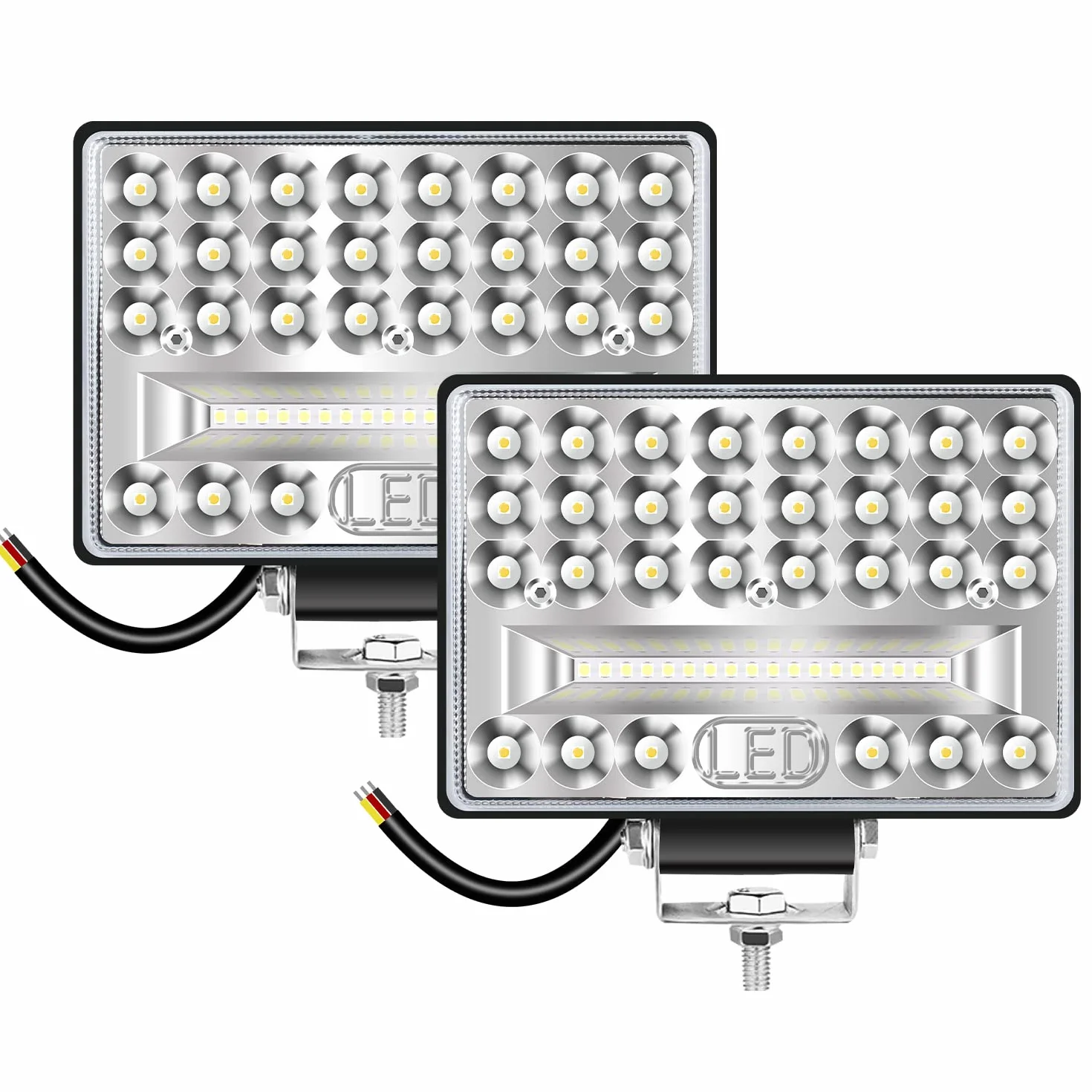 MaxAwe 2 sztuki świateł roboczych LED, 12 V, 24 V, 144 W, dodatkowe reflektory, 6000 K, IP68, wodoodporne światła do traktora, do samochodu, motocykla, SUV-a, ciężarówki, wózka widłowego, łodzi