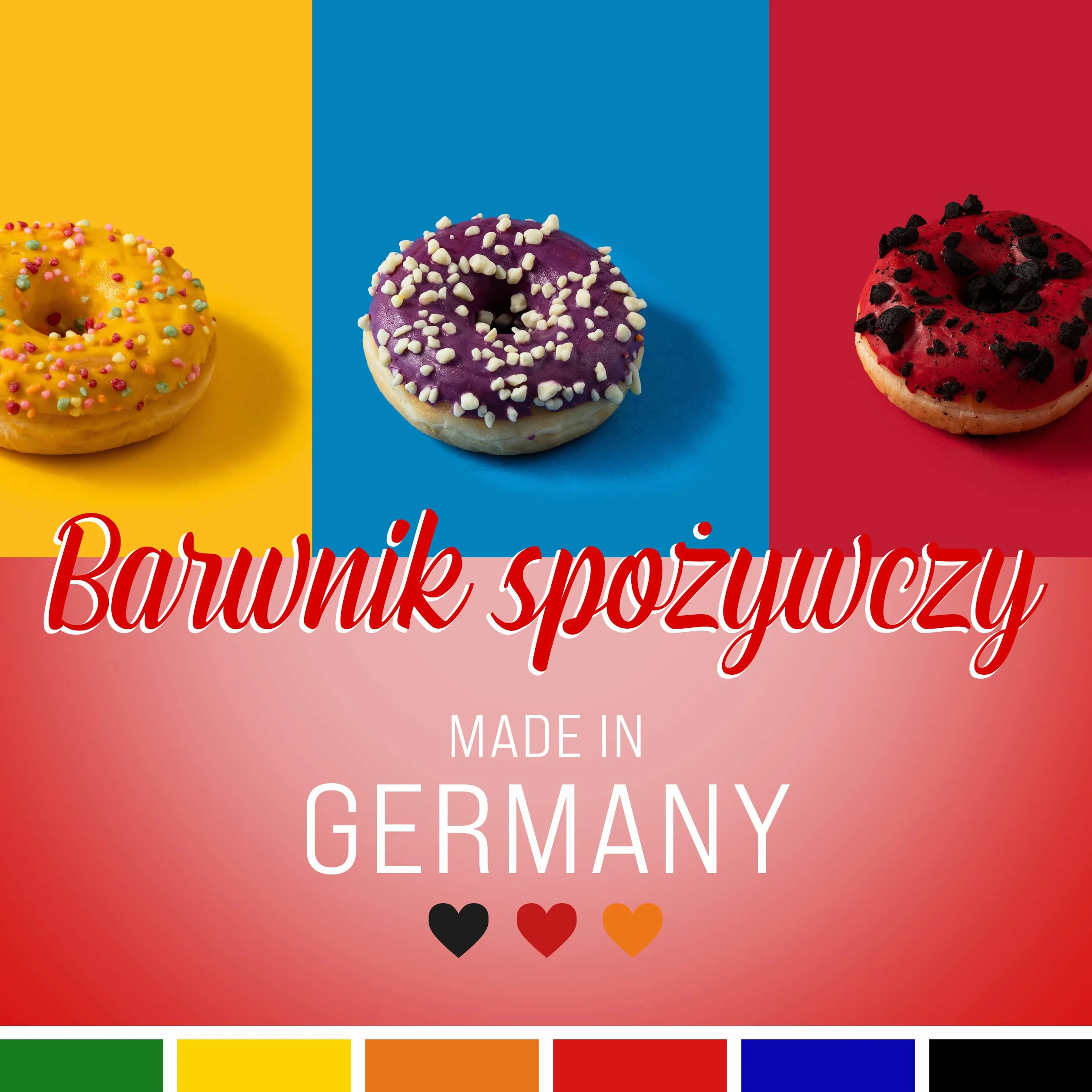 Zestaw barwników spożywczych 8x10ml Wysoce skoncentrowany barwnik, Wyprodukowano w Niemczech bez cukru, płynny, do barwienia napojów, ciast, ciastek, polew, slime i wielu innych.