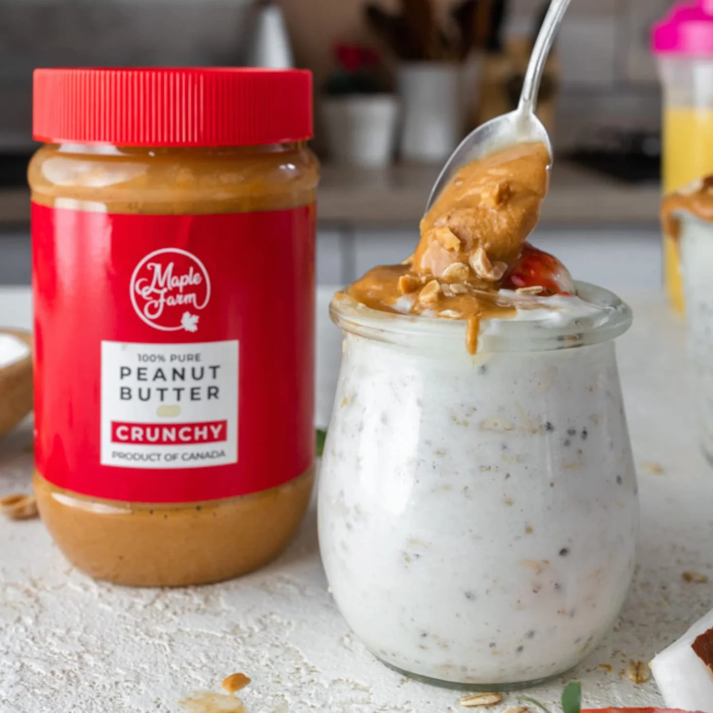 MapleFarm - 100% Czyste chrupiące masło orzechowe (CRUNCHY) - 2 x 500g (1 Kg) - Proteinowe masło orzechowe - Proteinowy krem ​​- Naturalne masło orzechowe - Peanut Cream - Peanut butter crunchy