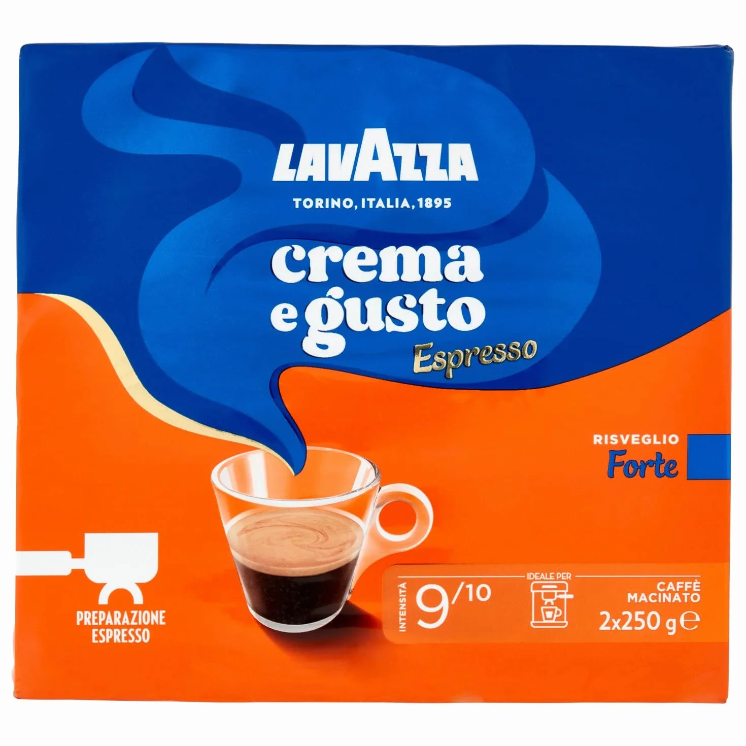 LAVAZZA Espresso Crema e Gusto Forte Cremoso e Deciso mielona kawa Bipack 6 x 250 g