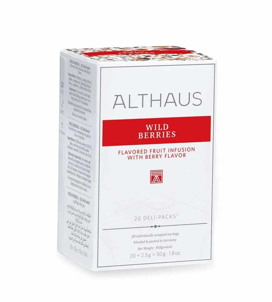 Althaus Deli Pack Wild Berries 20 x 2,5 g, herbata owocowa w klasycznym woreczku do nalewania herbaty