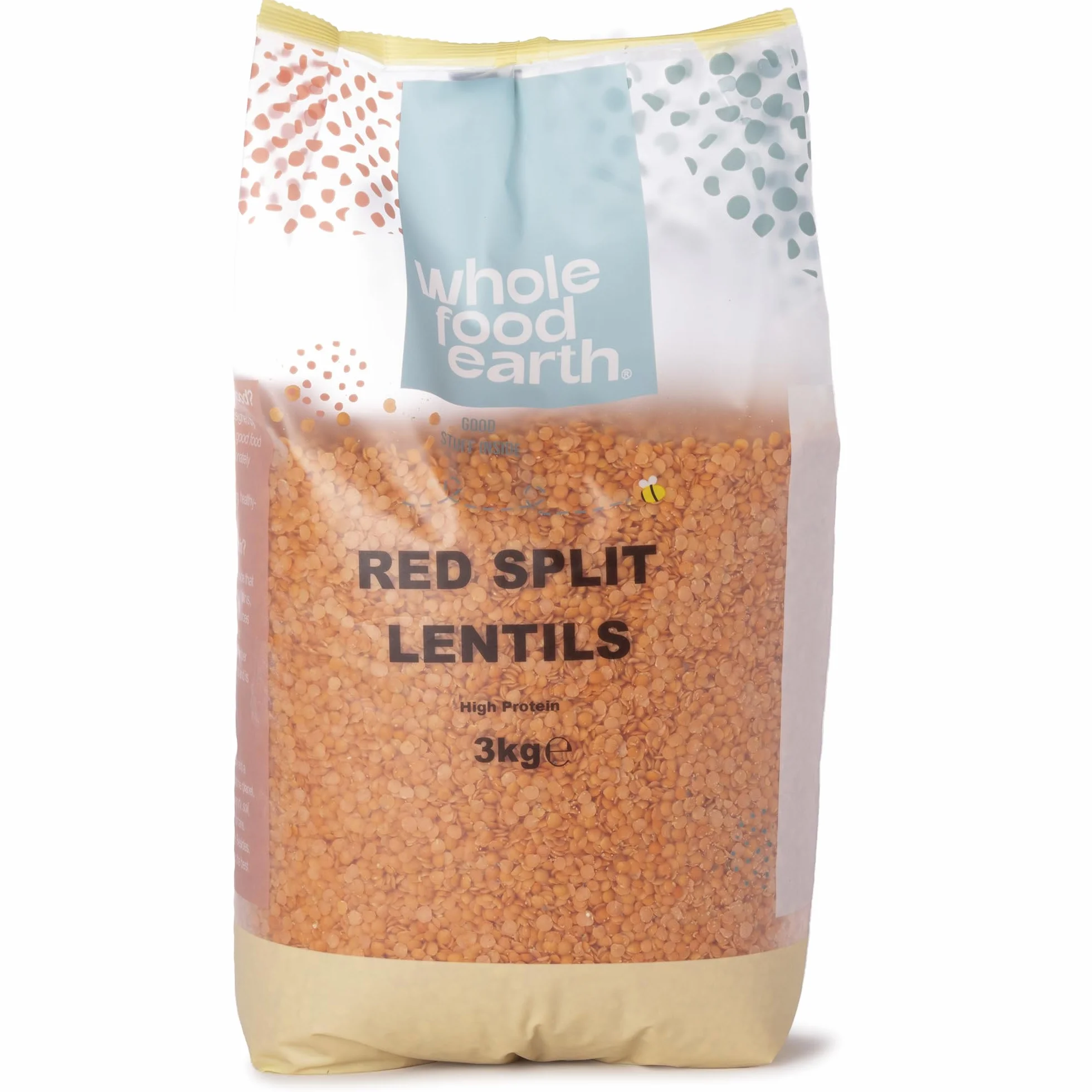 Wholefood Earth Czerwona Soczewica Połupana bez GMO 3 kg