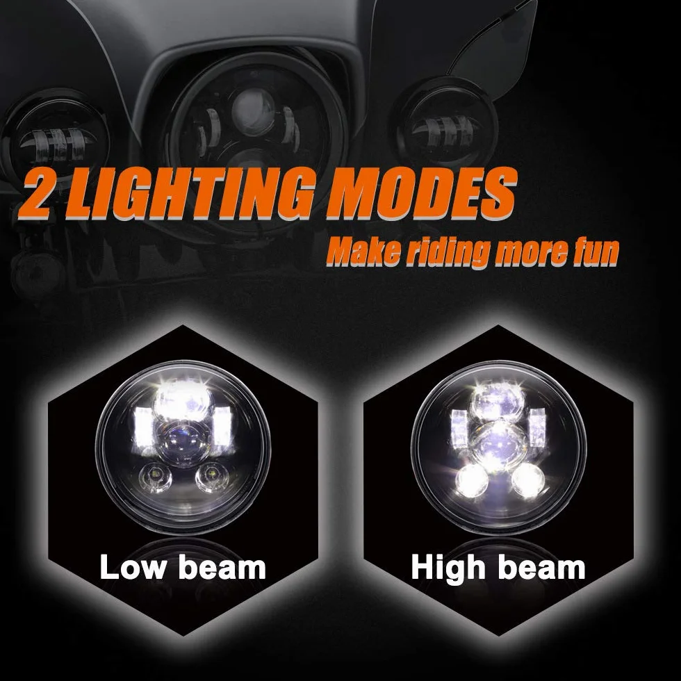 5.75"45W 3/4 Motorcycle Projector Reflektor LED Lampa dla Harley Sportster Iron 883 1200 Dyna Street Bob FXDB (czarny)