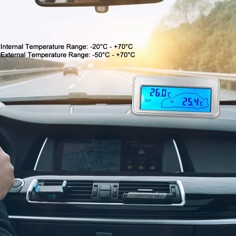 Termometr Samochodowy, Samochodowy Cyfrowy Wyświetlacz LCD 12 V Kryty Termometr Zewnętrzny czułość Miernik Temperatury