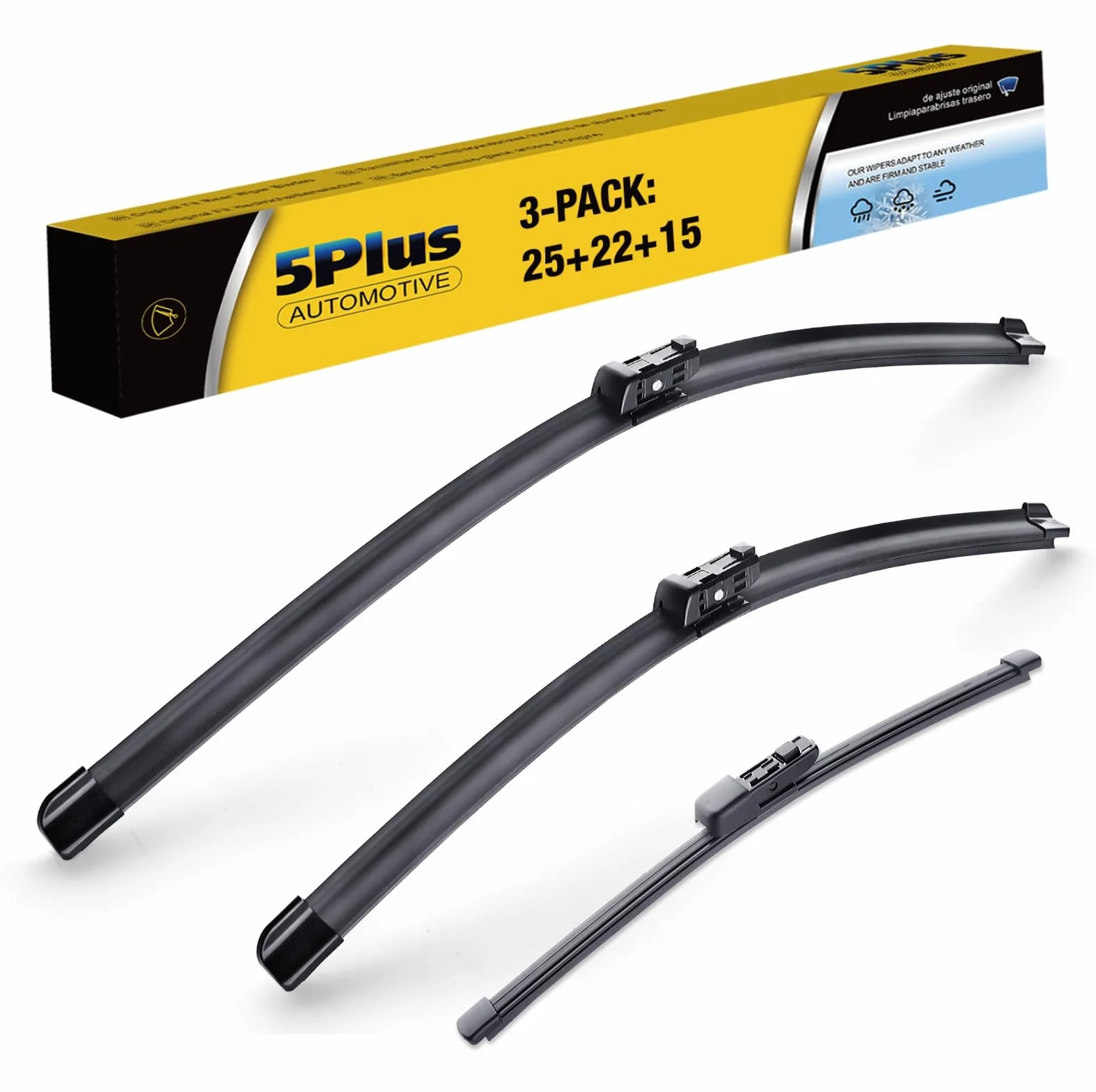 3 Wipers 25"/22"/15" Replacement For VW Volkswagen Tiguan 2022 2021 2020 2019 2018, 25 Inch+22 Inch Windshield Wiper Blades with 15 Inch Rear Wiper Blade