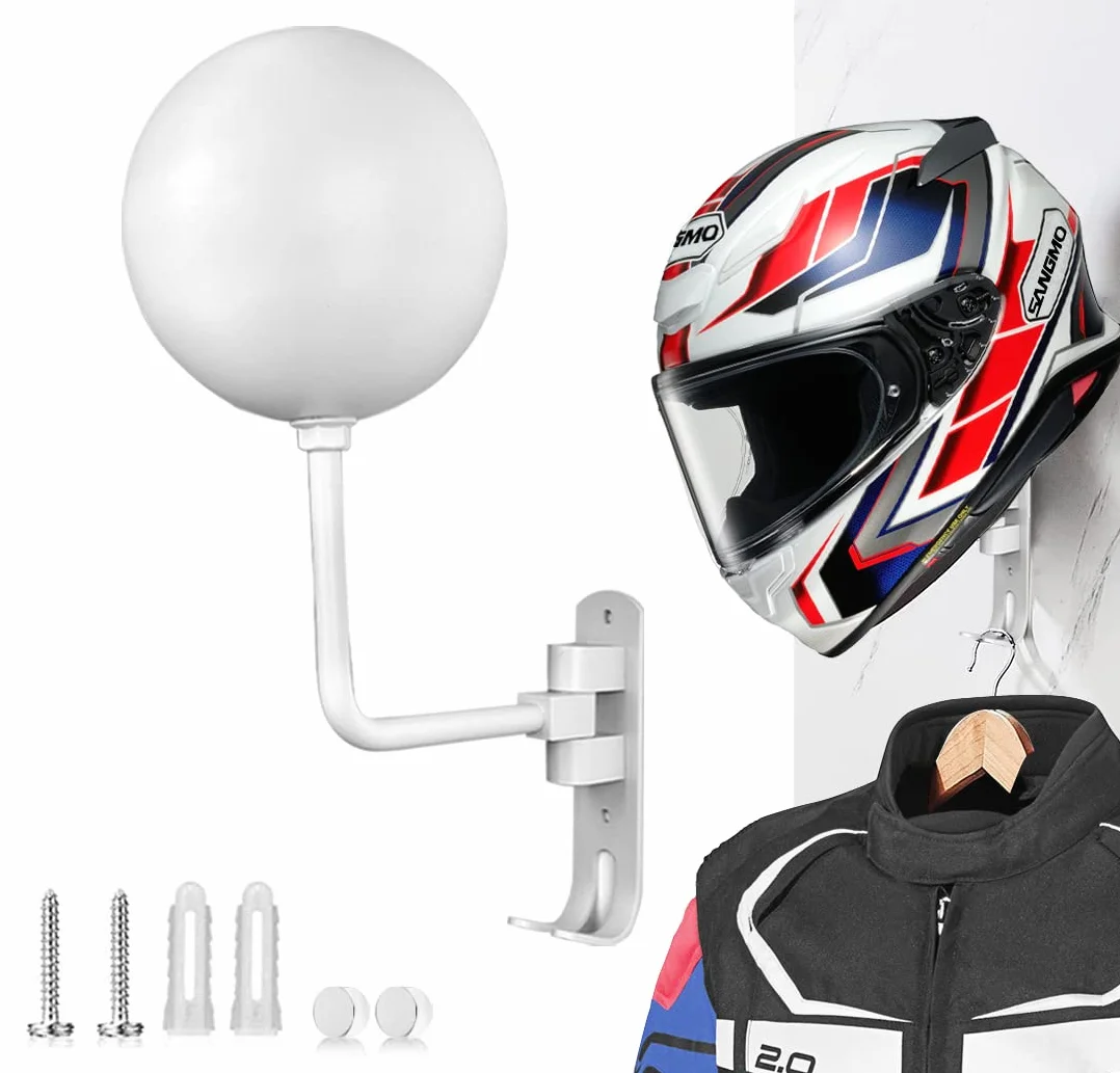 SANGMO Stojak na kask motocyklowy uchwyt ścienny obrót o 180 stopni metalowy uchwyt na kask rowerowy