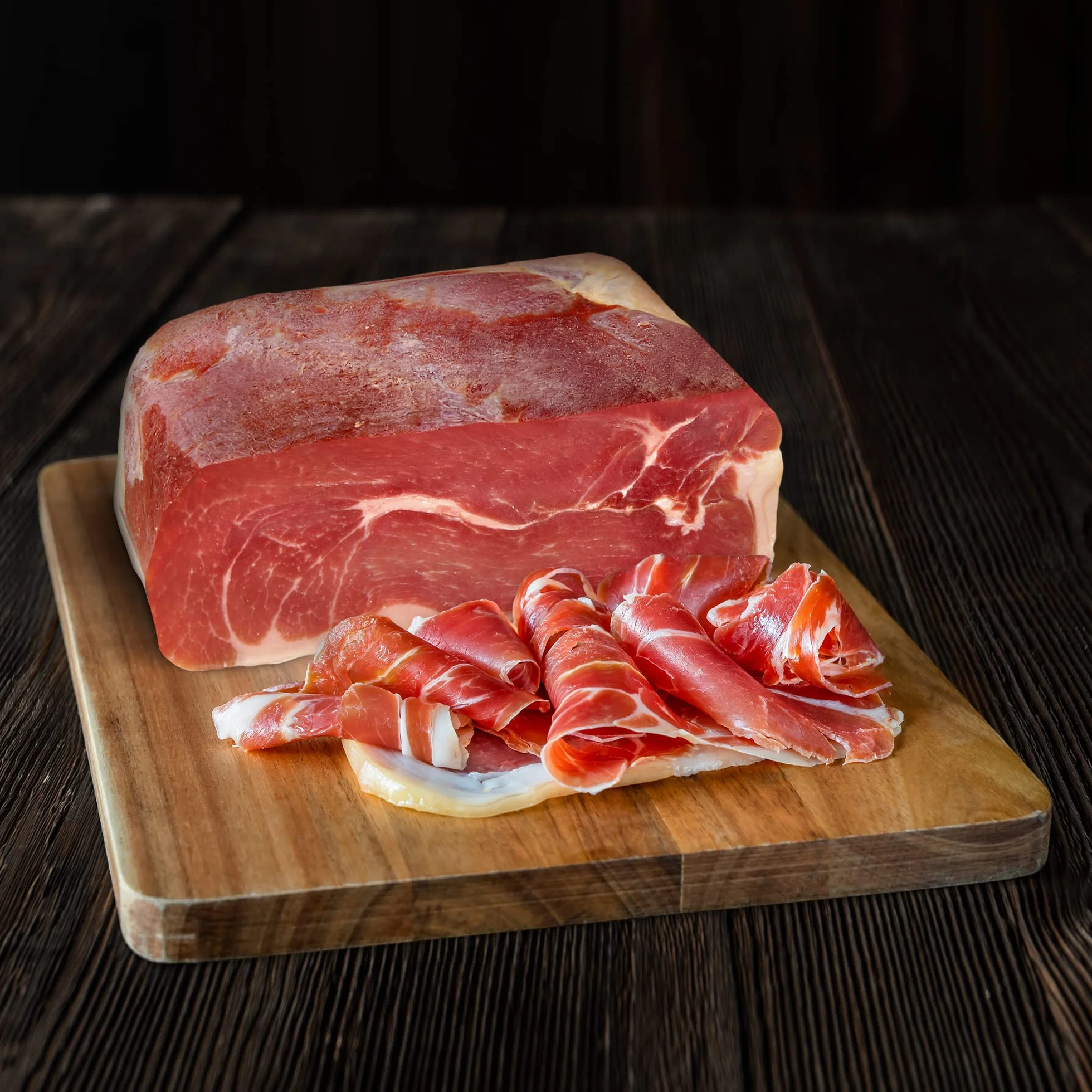 Szynka Serrano Dojrzewająca Bez Kości 1 Kg + Lomo (Schab wieprzowy) Duroc Naturalny 250 g + Chorizo Riojano 200 g - Hiszpańska Szynka Jamon Serrano Jamonprive