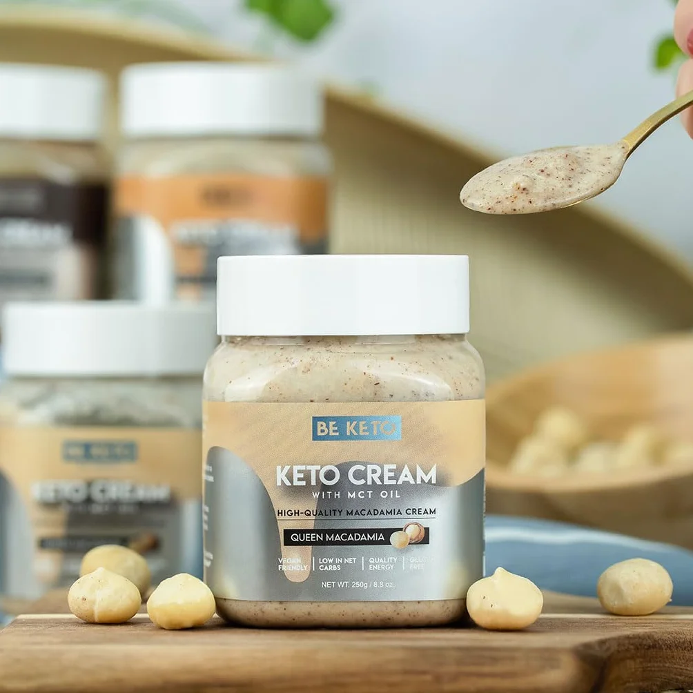Be Keto Keto Cream Queen Macadamia z roœlinnym smarowid³em MCT dla wegan | Jedzenie przyjazne dla keto | bezglutenowe 250g