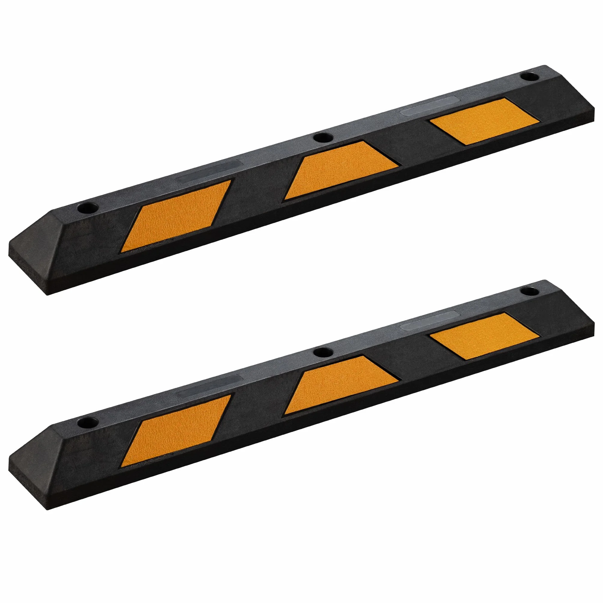 Wiltec Ogranicznik parkingowy 2 szt. 120 x 15 x 10 cm czarny z żółtą taśmą odblaskową
