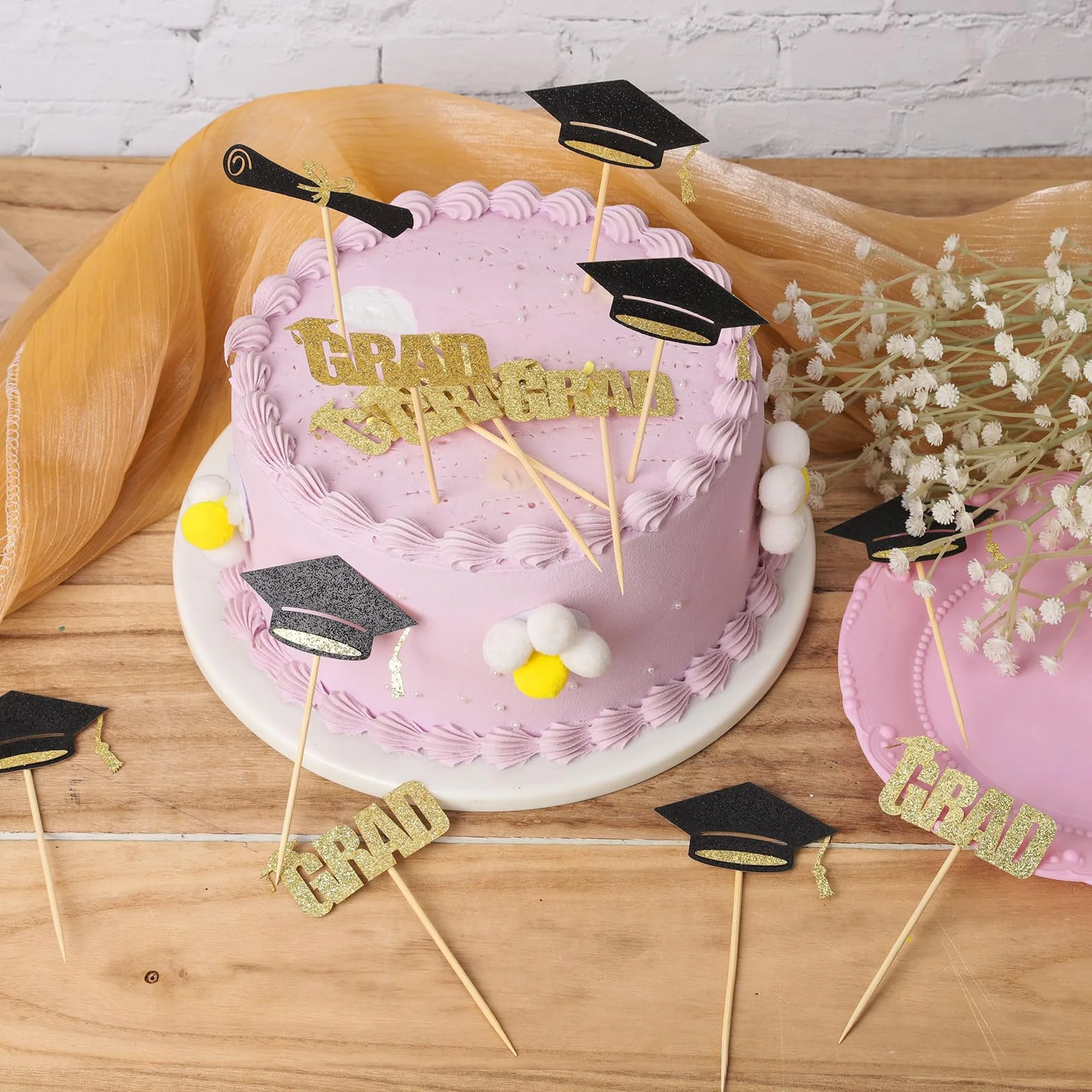 36 Sztuk Graduation Cupcake Toppers, 3 Style Wykaszarki do Babeczek Brokatowe Wykaszarki do Ciastek z Dyplomem na Akcesoria na Impreze Tematyczna z Okazji Ukonczenia Szkoly