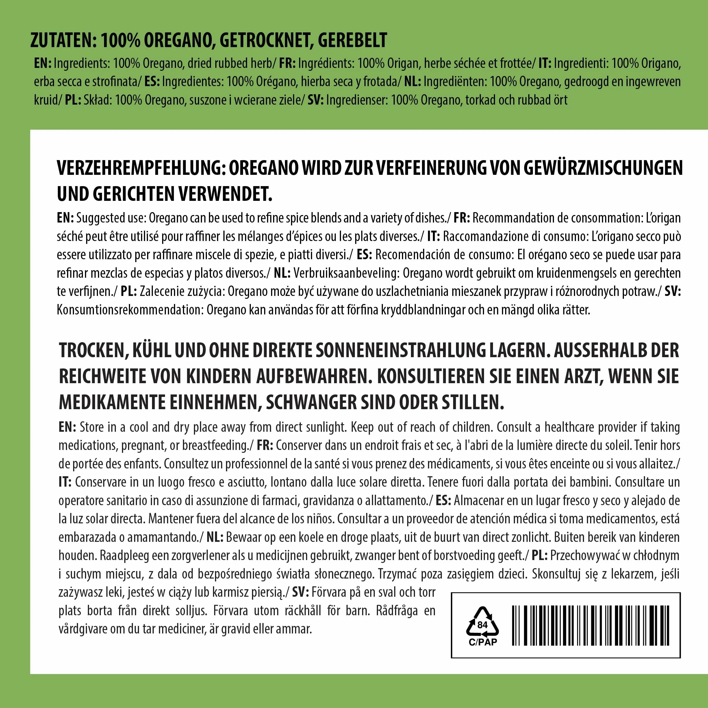 Alpi Nature Suszone Oregano 250g, Rozcierane Ziele Oregano do Gotowania, Makaronów i Pizzy
