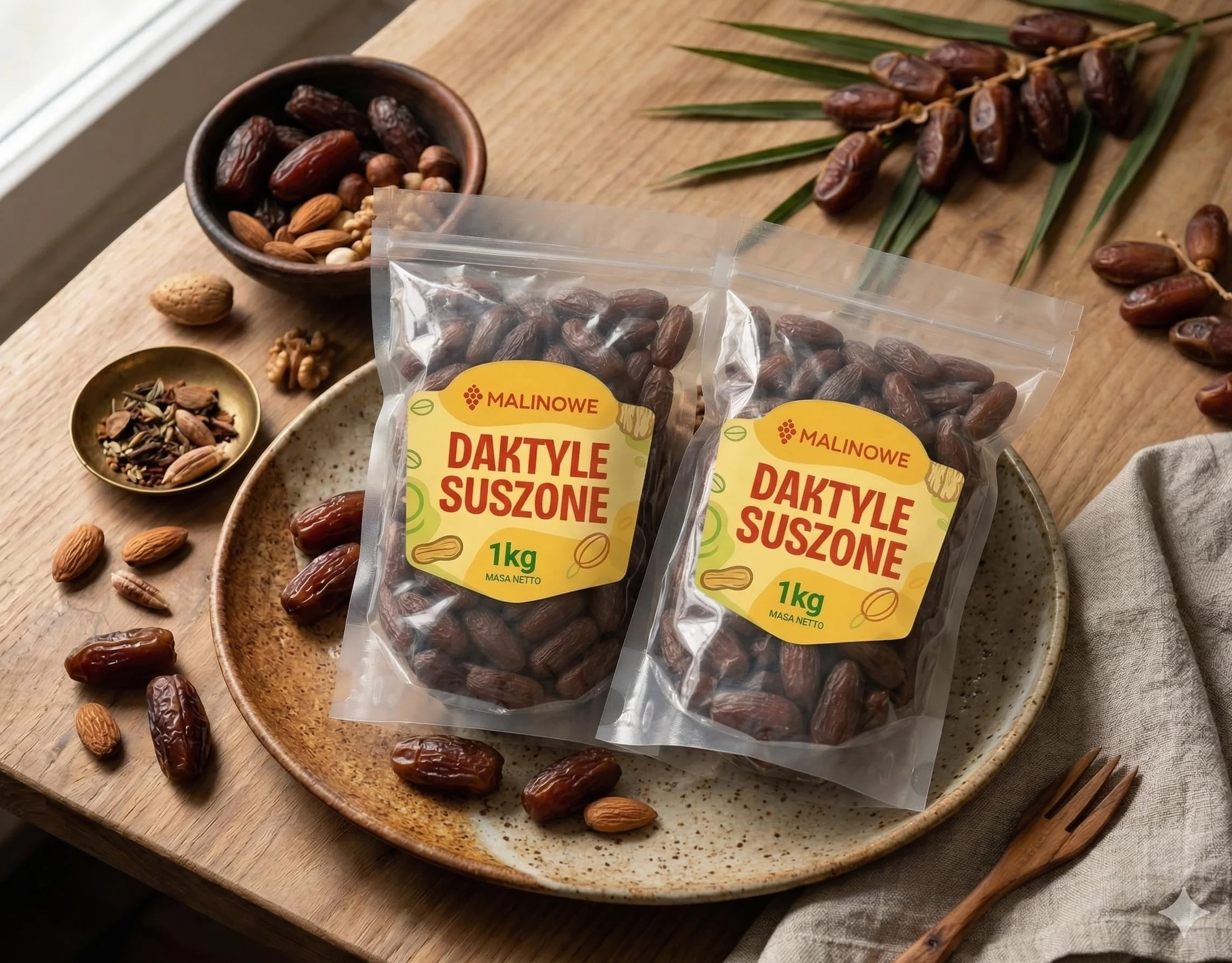 Malinowe Daktyle Suszone 2x1kg Zestaw Bez Pestek