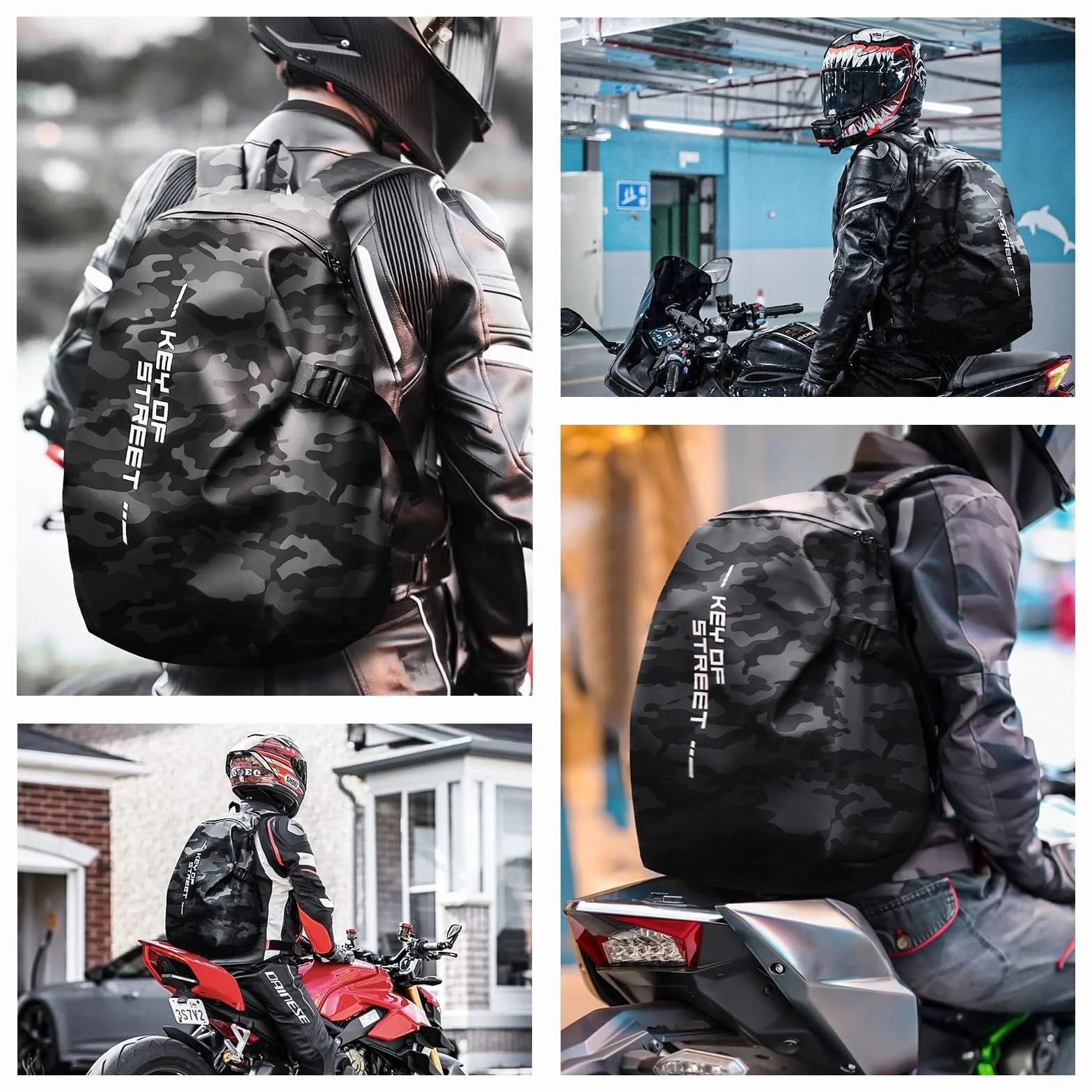 Plecak Motocyklowy Lekki Torba na Kask Motocyklowy wodoodporny plecak na kask duża pojemność plecaki podróżne Plecaki motocyklowe dla mężczyzn i kobiet,Co Czarny L