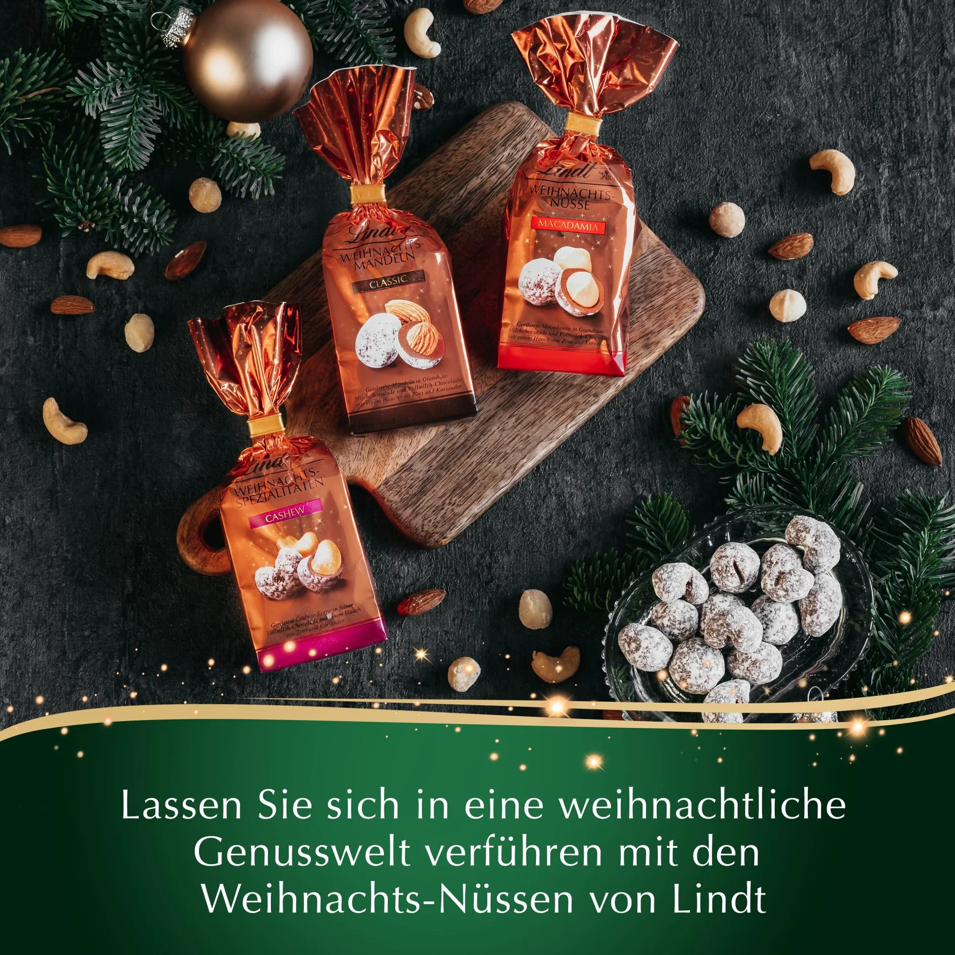 Lindt Czekoladowe migdały na Boże Narodzenie z solą 100 g woreczek prezent