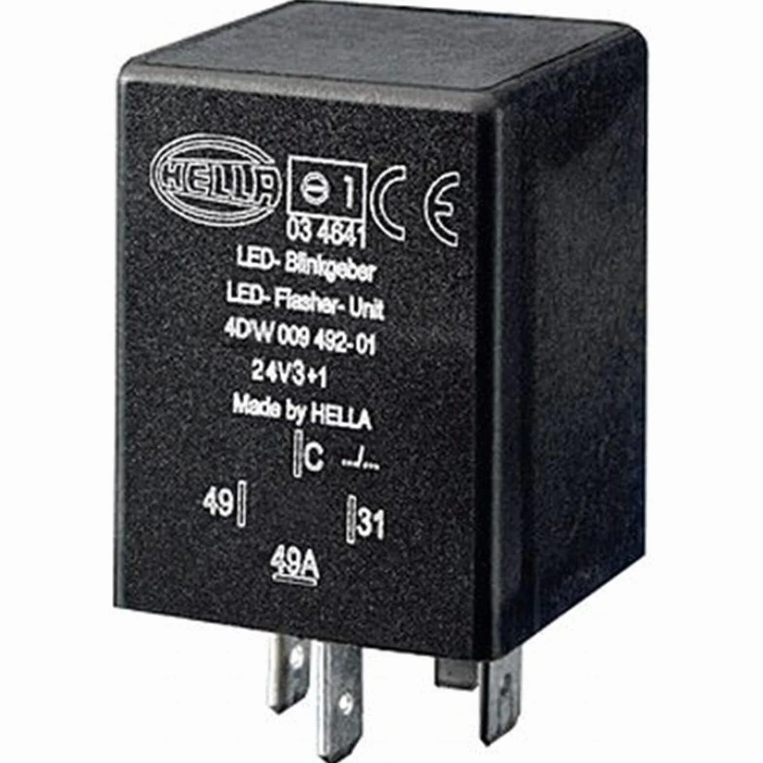 HELLA Przekaźnik kierunkowskazów - 24V - 4-biegunowy - wciśnięty - elektryczny - LED - z łącznikiem - 4DW 009 492-011