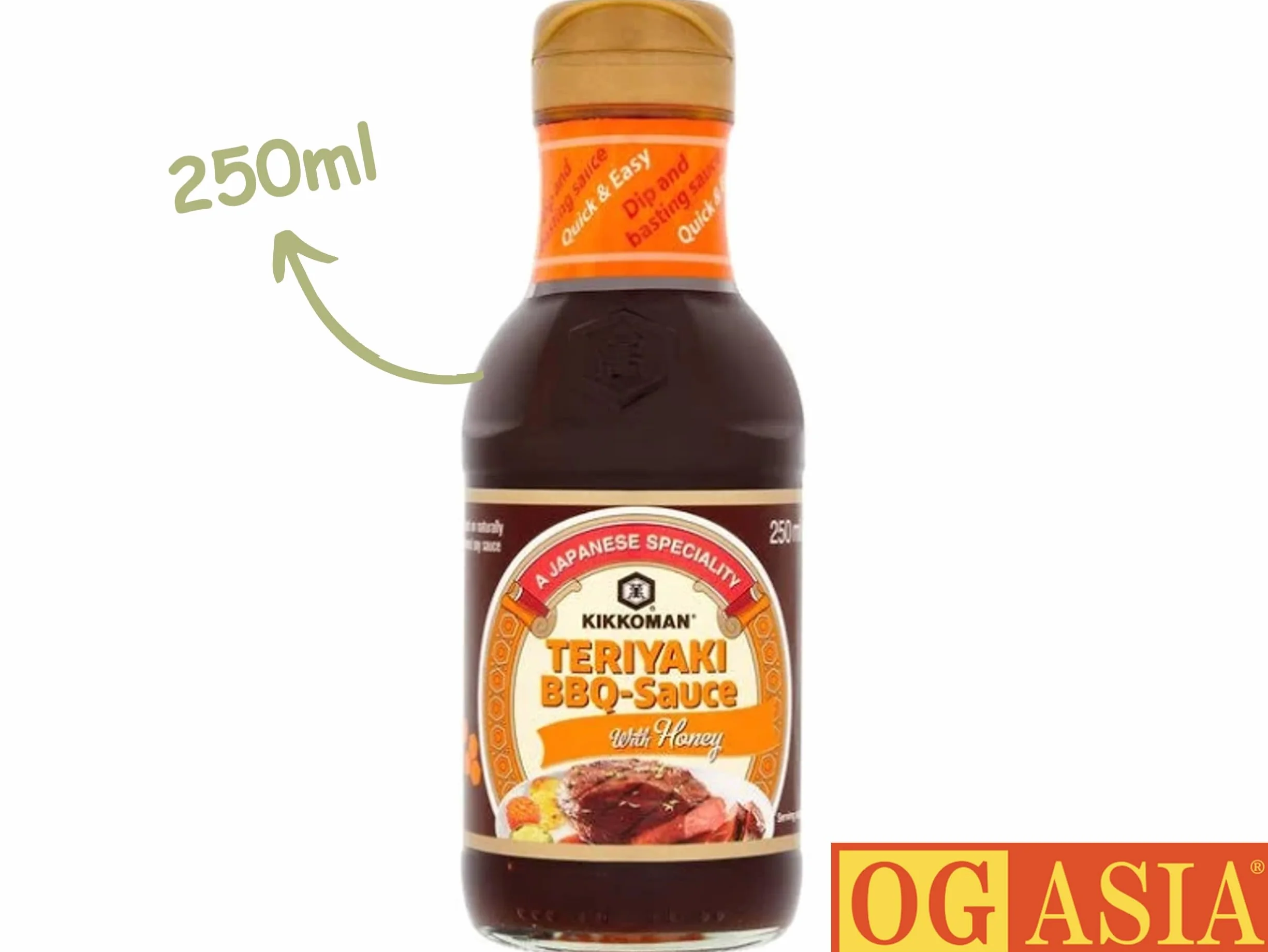 KIKKOMAN Teriyaki BBQ sos z miodem – pikantny sos do marynowania i zanurzania – OG ASIA – 250 ml