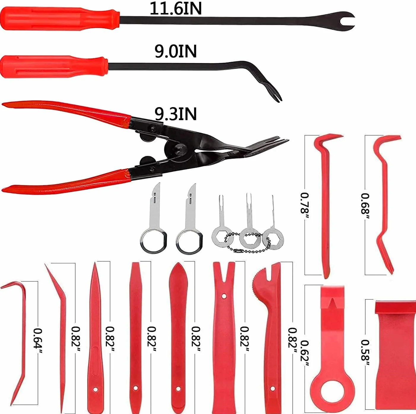 Zestaw narzędzi do demontażu samochodu 19 szt. - czerwony