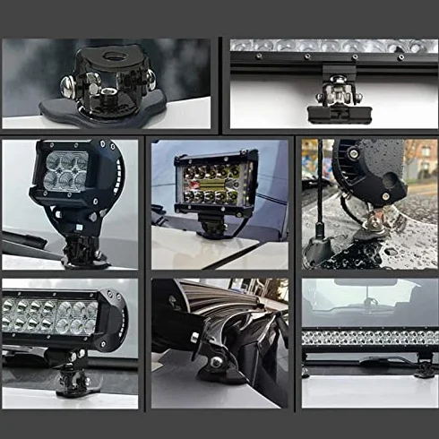 Uchwyt na lampę roboczą Samochodu, Uchwyt na lampę na maskę, 2-częściowy Uniwersalny Uchwyt na lampę roboczą LED na maskę ze Stali Nierdzewnej, Uchwyt na lampę roboczą w Terenie
