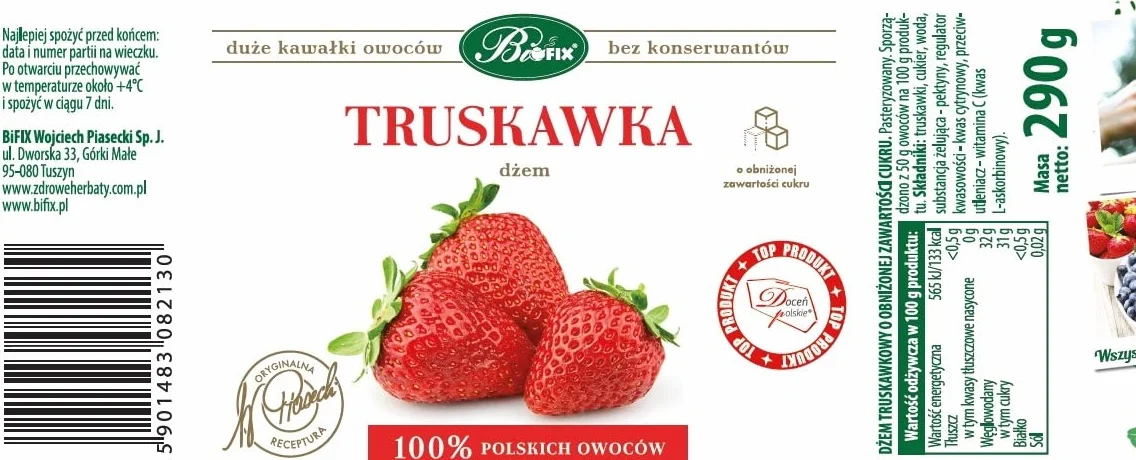 Bi fix Dżem truskawkowy o obniżonej zawartości cukru