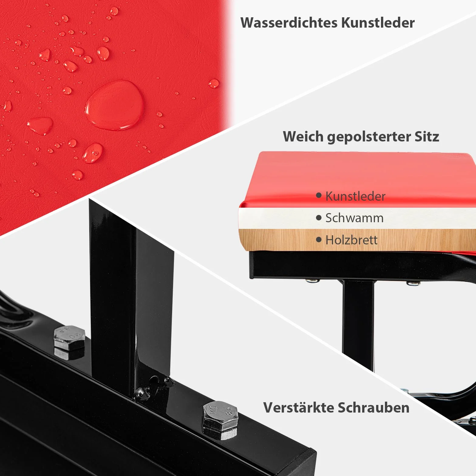 COSTWAY Taboret warsztatowy na kółkach, warsztatowy taboret na kółkach 150 kg udźwig, taboret roboczy z półką i miękką podkładką na siedzisko, taboret na kółkach, taboret montażowy do narzędzi, 38 x