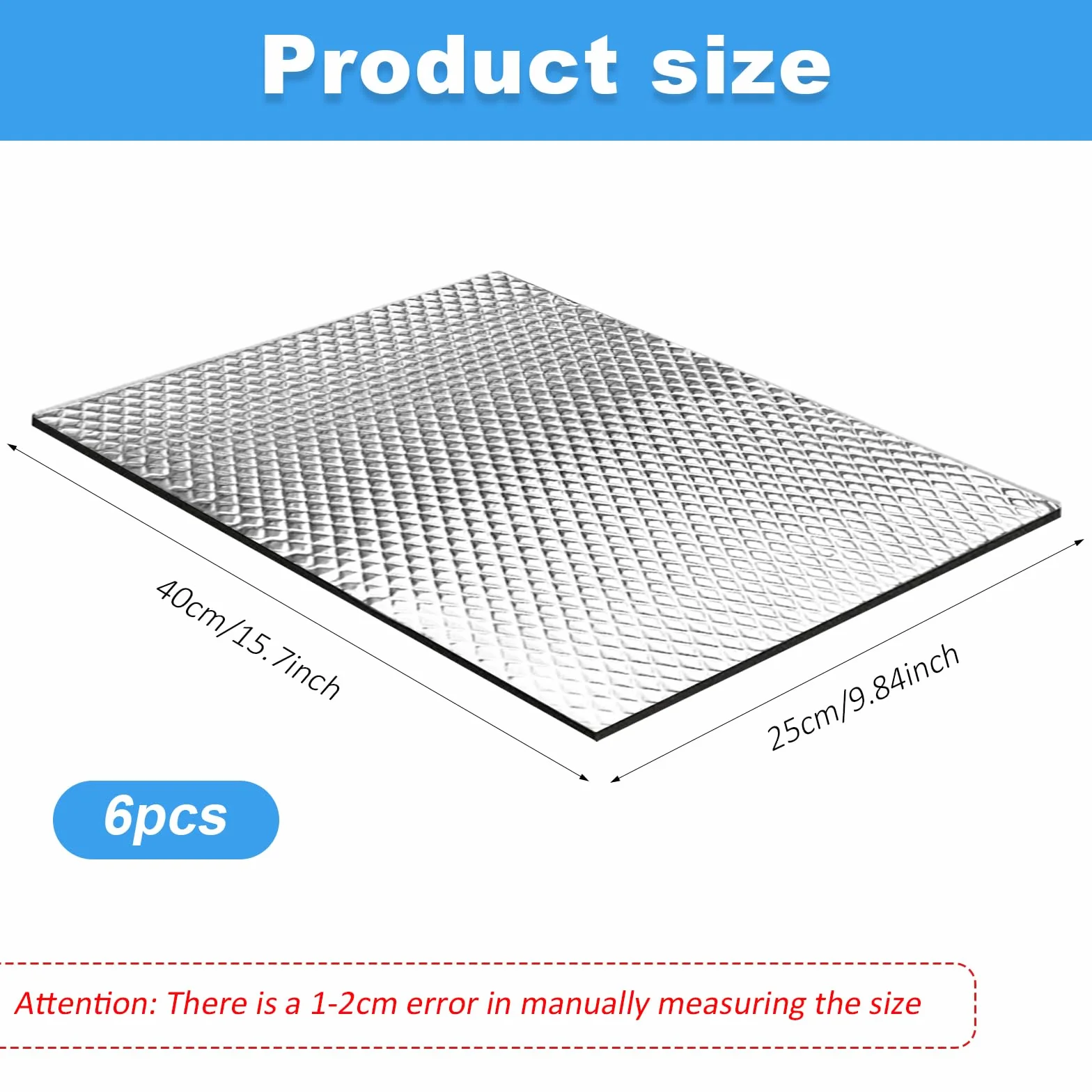 6 sztuk izolacja alubutyl 40x25 cm - 2mm samoprzylepna mata antydreszczowa do samochodu, wodoszczelna i ognioodporna izolacja do dźwiękoszczelności pojazdów i izolacji, łatwa instalacja