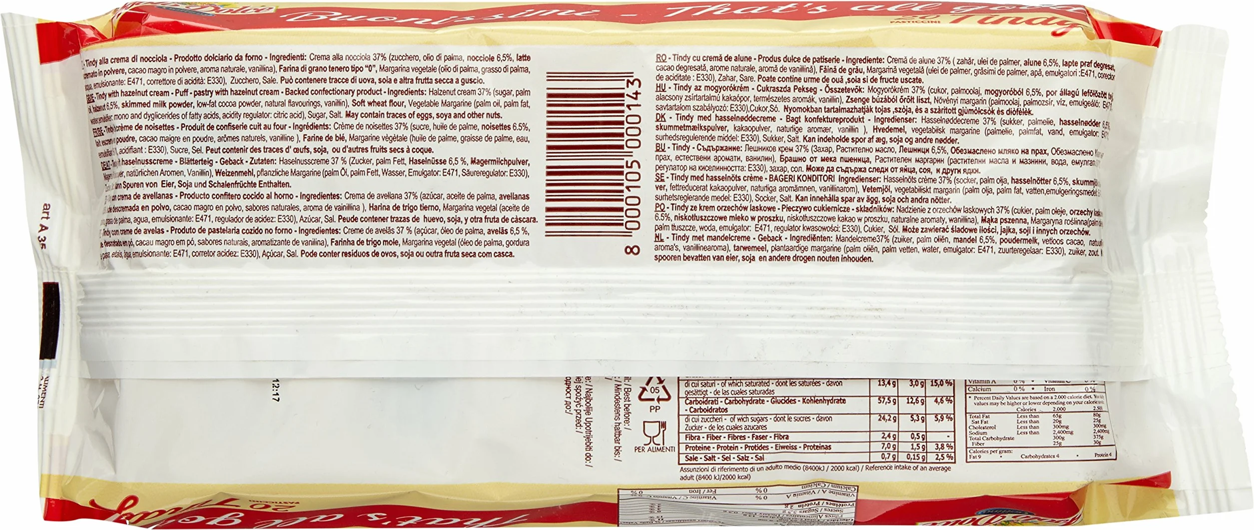 Ciastka z kremem orzechowym Tindy Nocciola 110g - Asolo Dolce