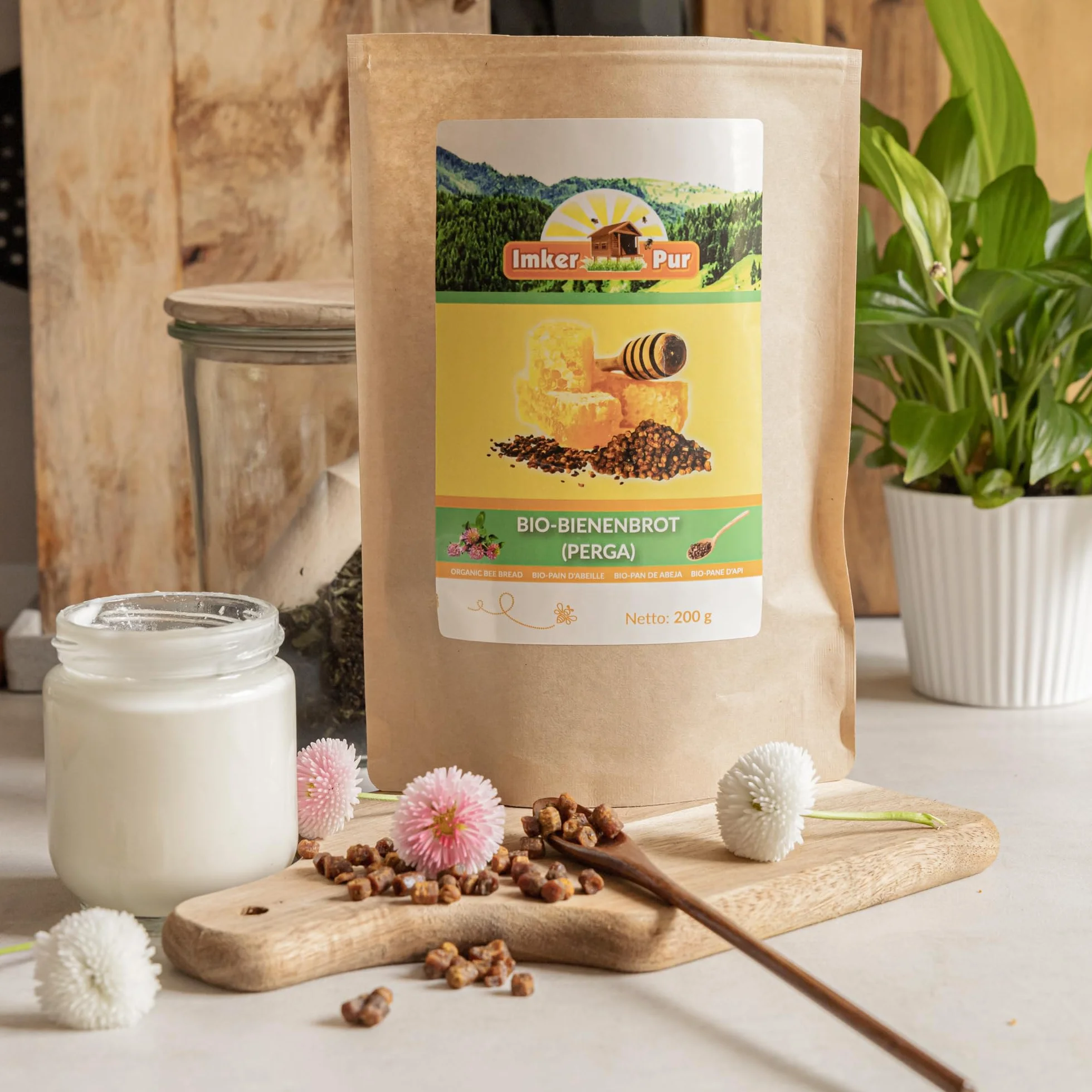Bio chleb pszczeli / Perga firmy ImkerPur®, 80 g, całkowicie bez pozostałości i bez dodatków, sfermentowany pyłek kwiatowy