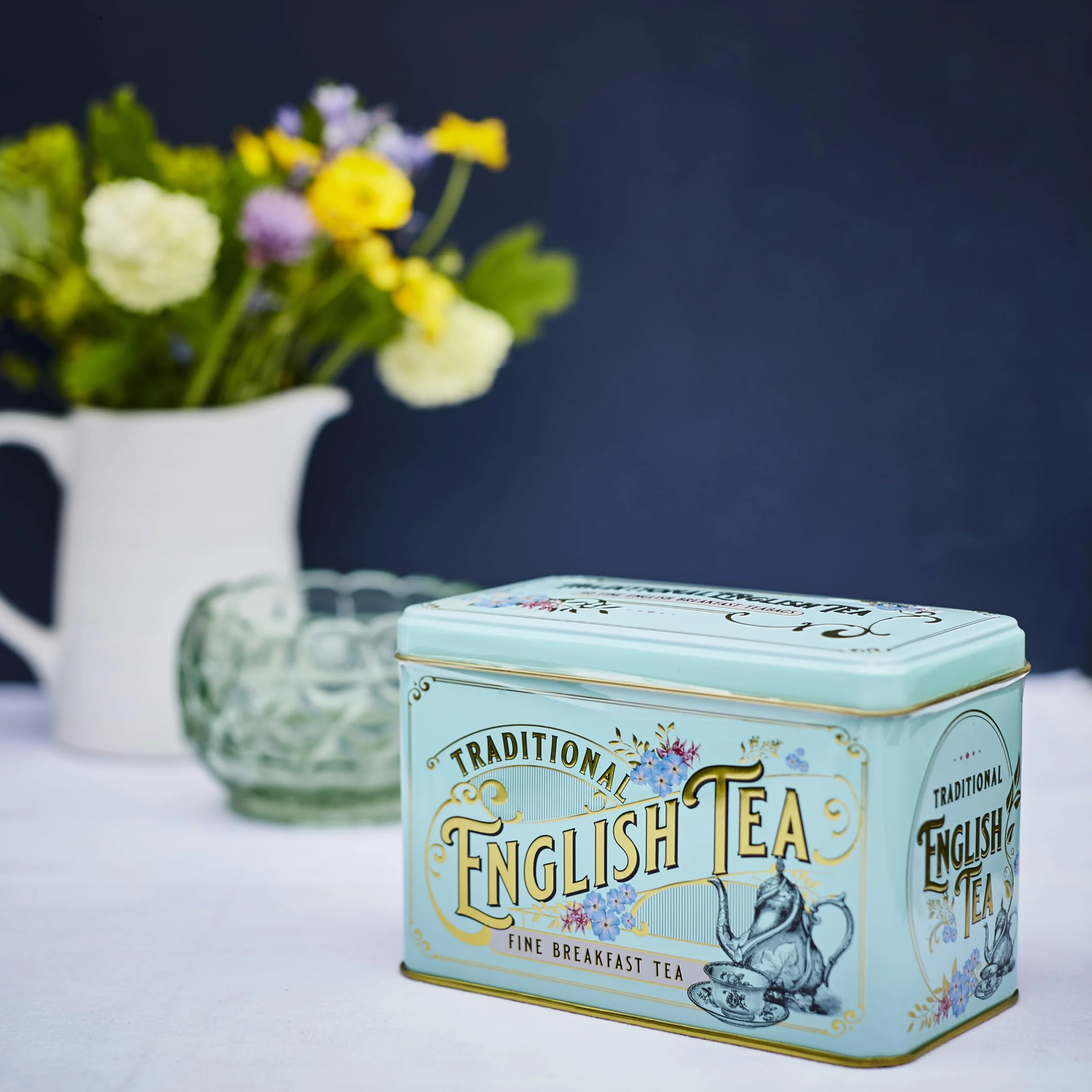 New English Teas Vintage wiktoriańska puszka na herbatę z 40 angielskimi saszetkami do herbaty na śniadanie