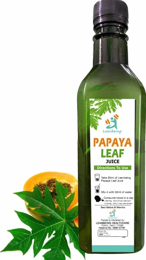 Sok z liści papai 450ml | Czysty | Zwiększa liczbę płytek krwi | Dobry dla skóry i włosów