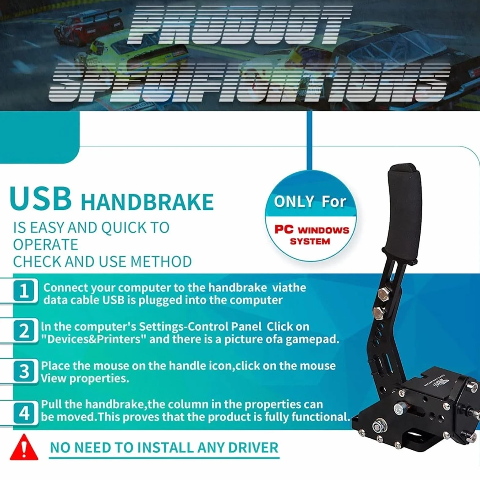 płyta do hamulca ręcznego Pasuje Do Układu Hamulcowego Logitech 16-bitowy Czujnik Halla USB Hamulec Ręczny Z Dźwignią Zmiany Biegów 6/7R Do Gier Wyścigowych G25/G27/G29T300T500(7R Straight)