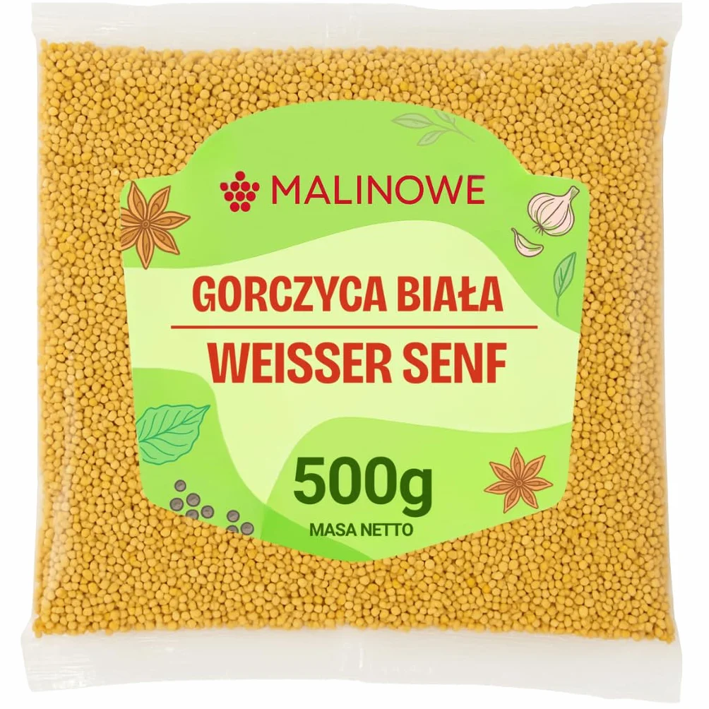 Malinowe GORCZYCA BIAŁA ZIARNO 500g Gorczyca Owoc Naturalna Premium
