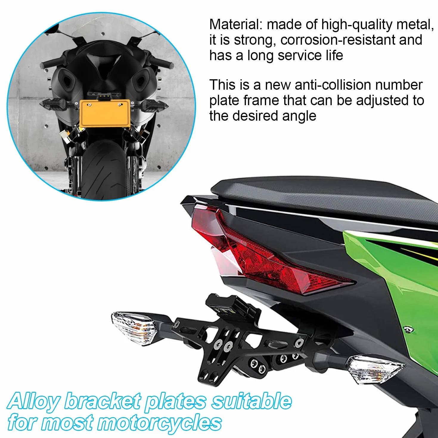 Regulowany uchwyt na tablicę rejestracyjną motocykla z oświetleniem uniwersalny MT01 MT07