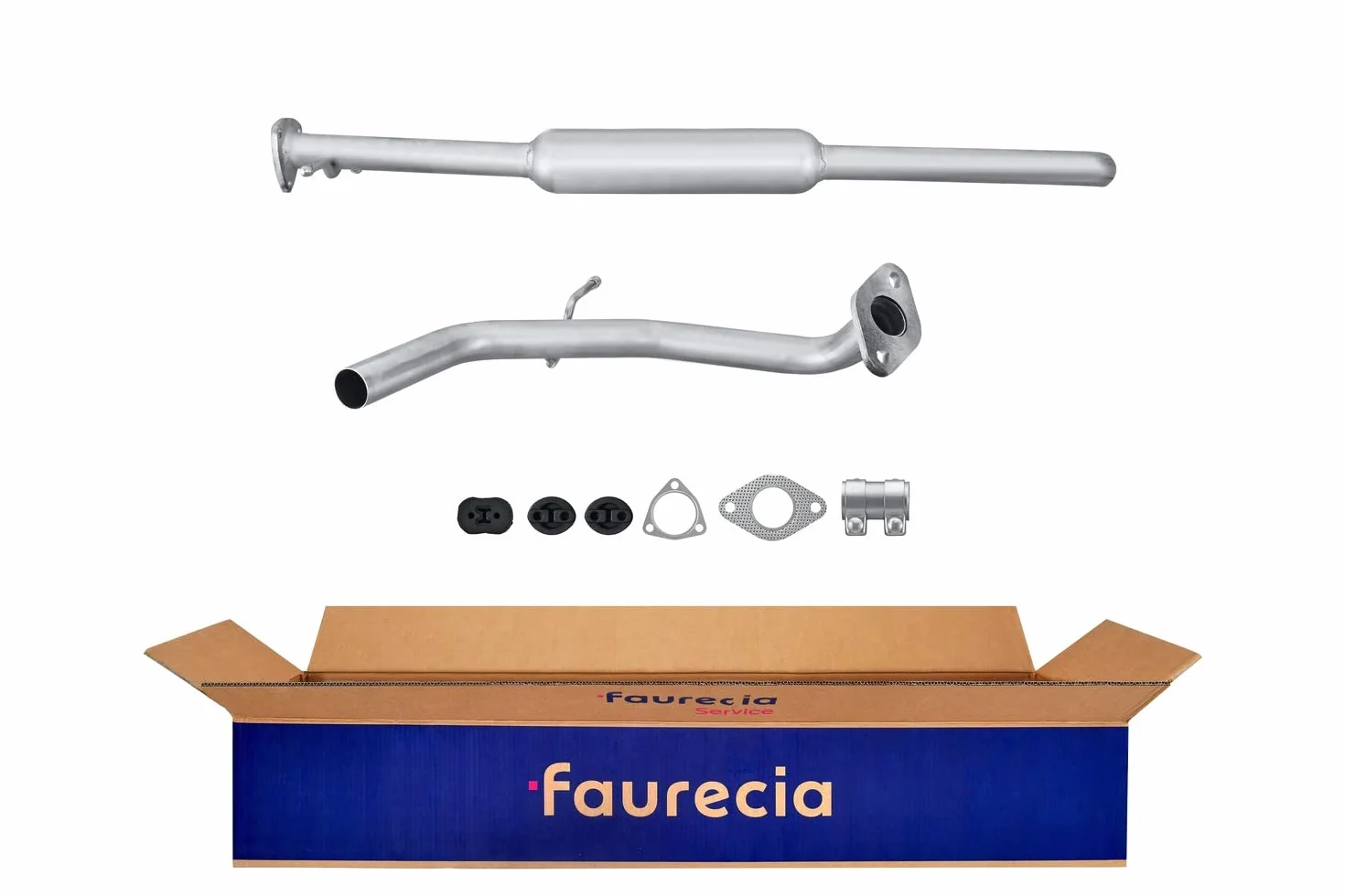 HELLA 8LB 366 020-811 Tłumik przedni - Easy2Fit® Kit - z przodu - dwuczęściowy - Komplet z elementami do montażu - dla m. in. HYUNDAI ACCENT