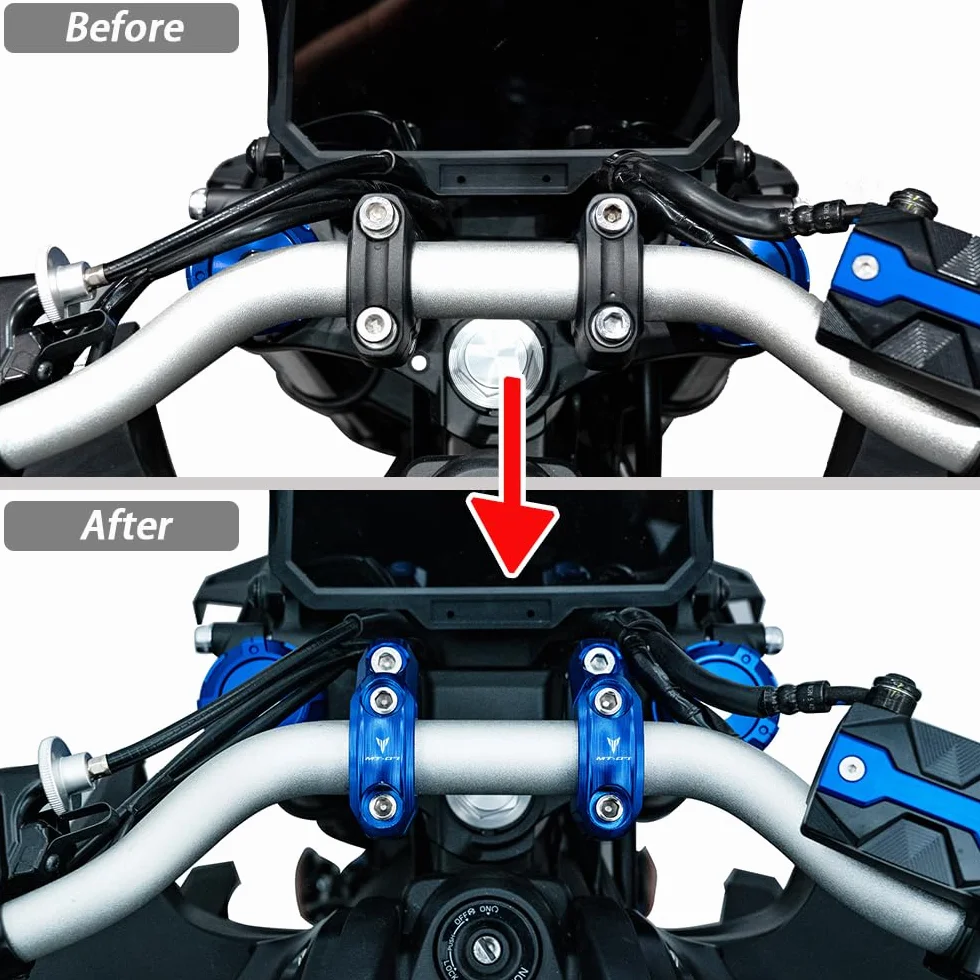 Pasuje do MT07 MT-07 FZ07 FZ-07 XSR700 XSR 700 2021 2022 2023 2024 2025 motocykl CNC kierownica Riser Bar Mount Grip Clamp Kit MT 07 FZ 07 akcesoria (czarny)