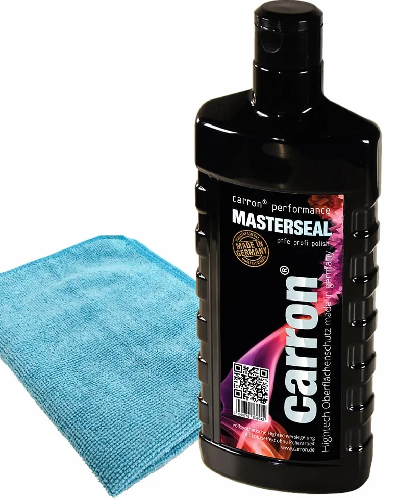 carron® performance MASTERSEAL politura samochodowa do pielęgnacji samochodu z PTFE dla profesjonalistów o wysokim połysku z efektem lotosu, made in Germany (Masterseal ze ściereczką do polerowania)