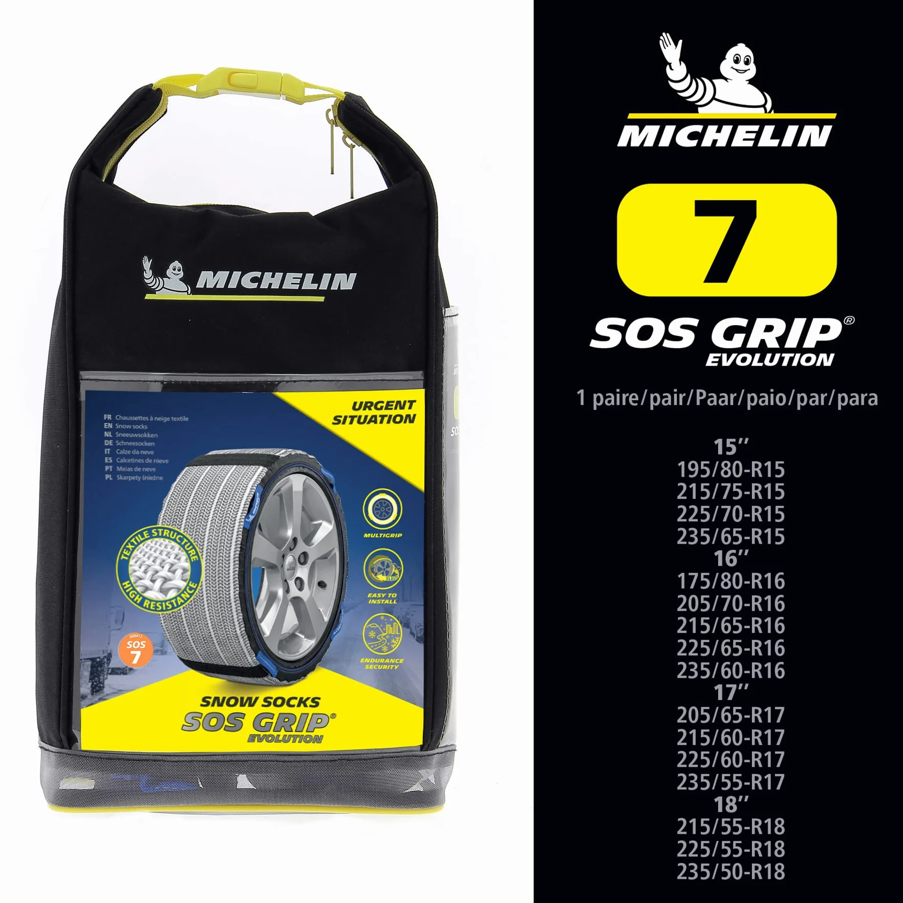 Michelin 008417 Łańcuchy tekstylne z instrukcją montażu z opakowaniem do przechowywania z rękawicami ochronnymi