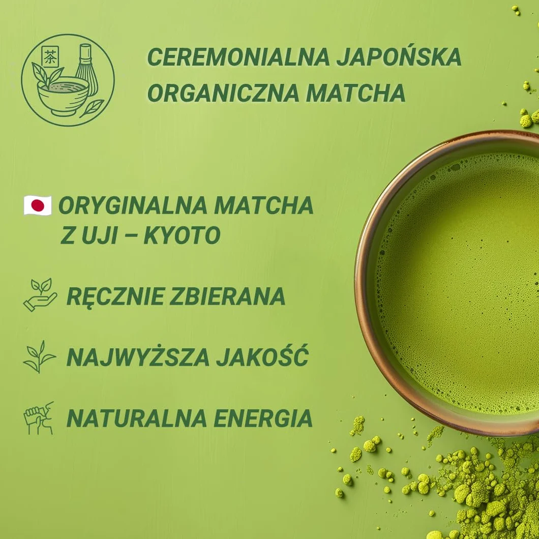 ARKOM Herbata Zielona MATCHA w Proszku 30g BIO Premium Ceremonialna Japońska Organiczna