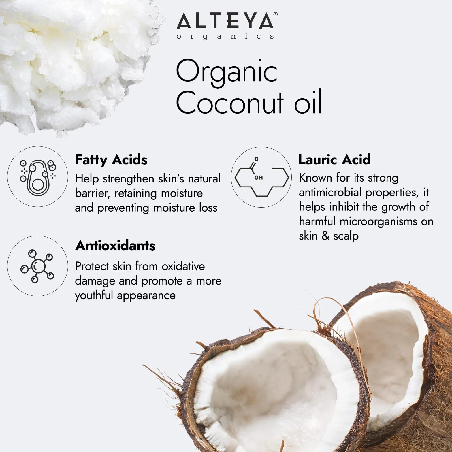 Alteya Bio Extra Virgin olej kokosowy 350 ml – Sri Lanka – 100% certyfikowane USDA czyste masło do ciała, włosów i ust